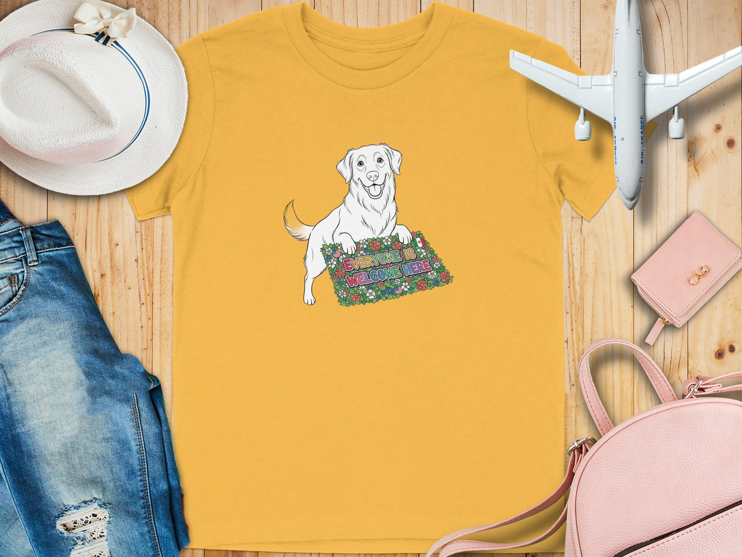 Welcome Home Dog Graphic on Yellow Shirt