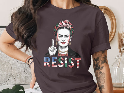 Resist Graphic Tee with Powerful Frida Portrait product type