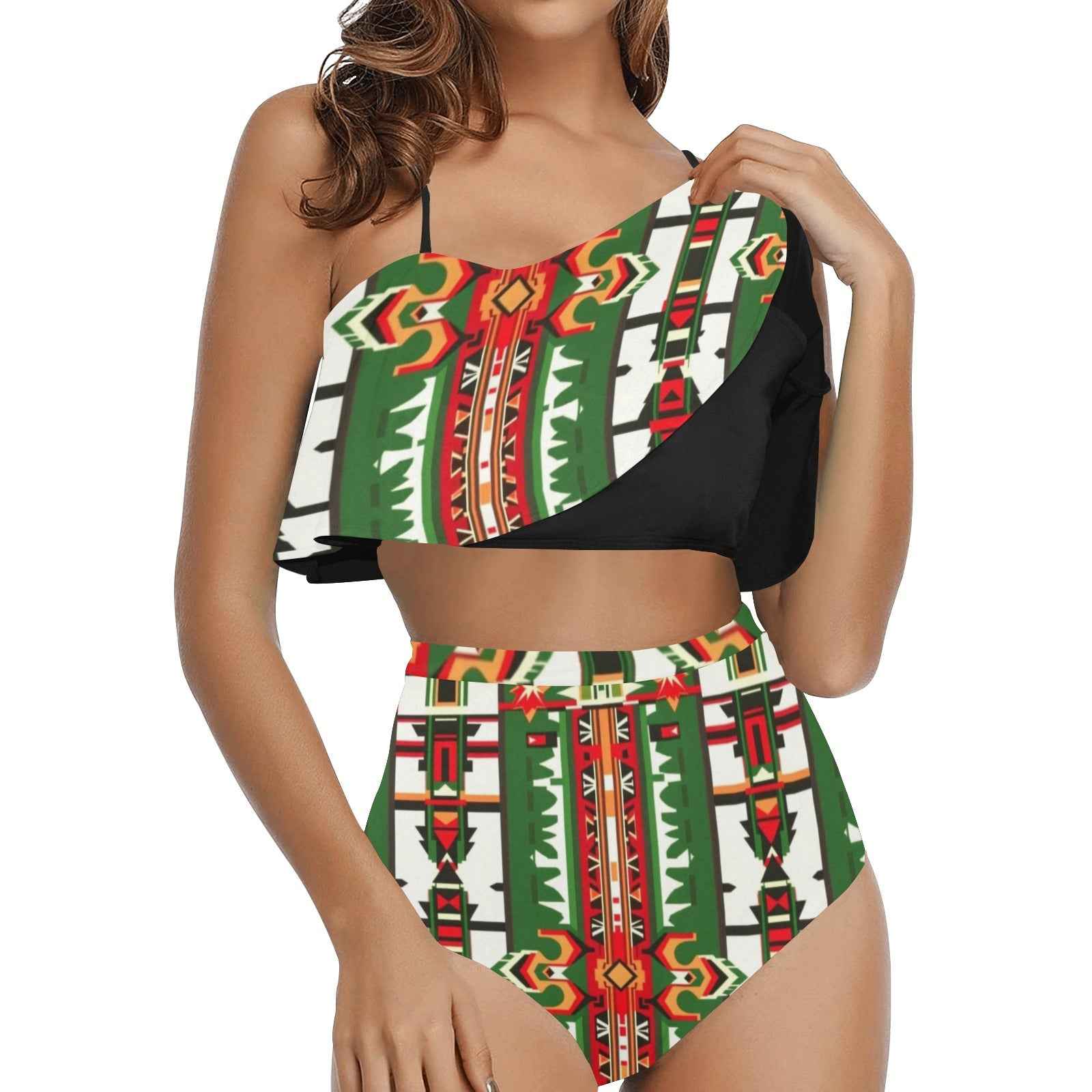 High Waisted Flounce Bikini Set (S13)