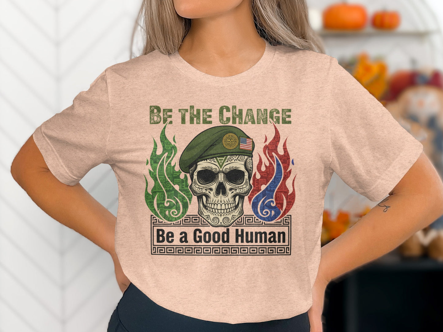 Be The Change Be a Good Human Skull T-Shirt