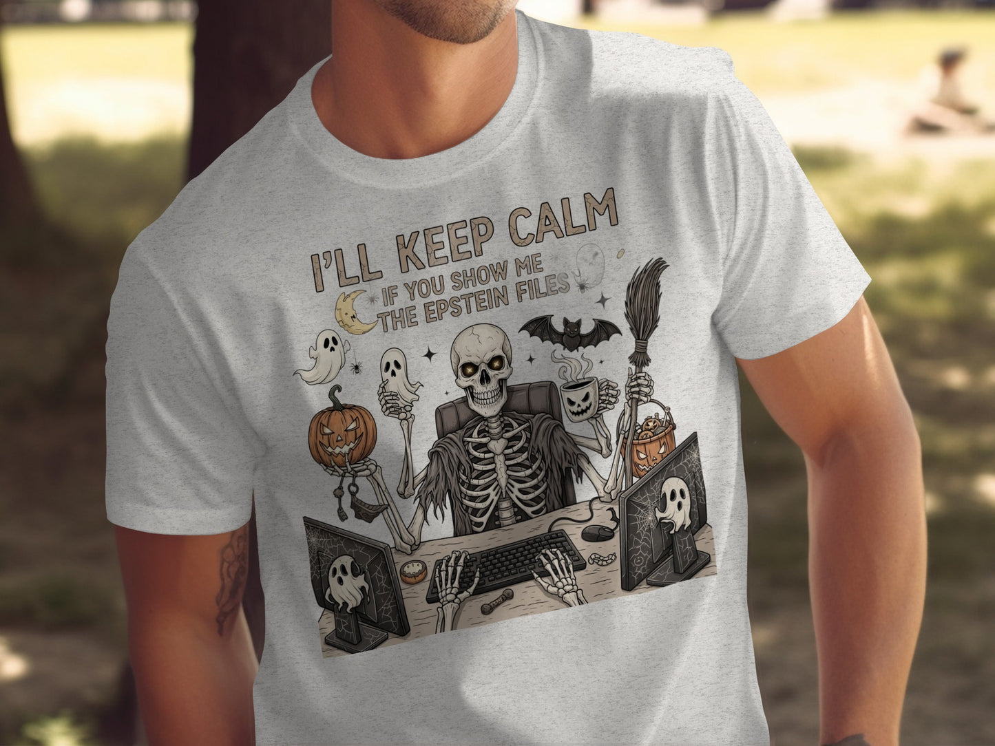 Keep Calm Show Me Epstein Files Skeleton T-Shirt product