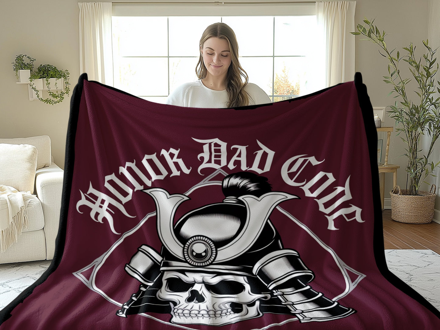 Honor Dad Code Skull Samurai Design Blanket product