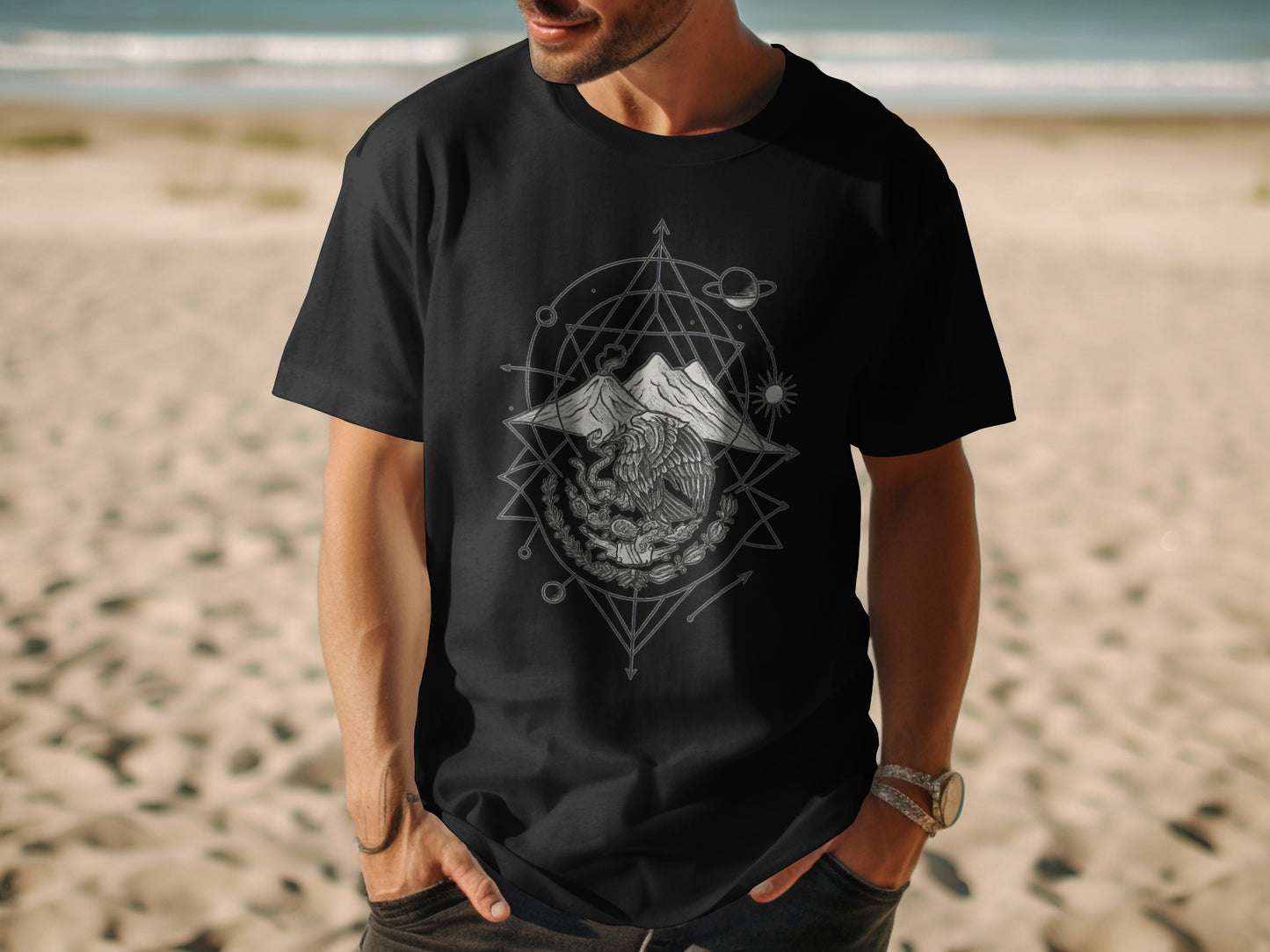 Mountain Cosmic Geometry Design T-Shirt product