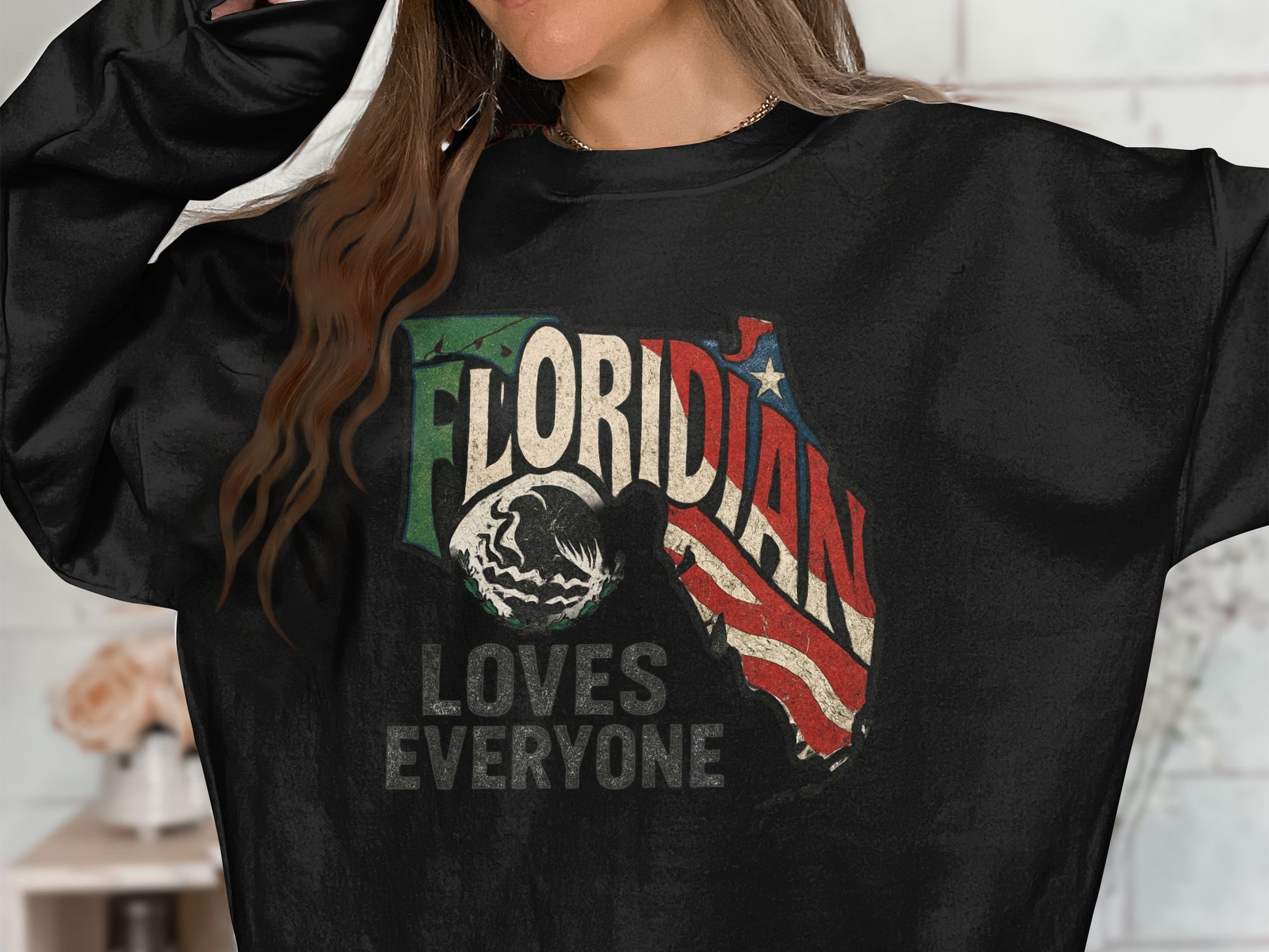 Floridian Loves Everyone Graphic Black Sweatshirt product