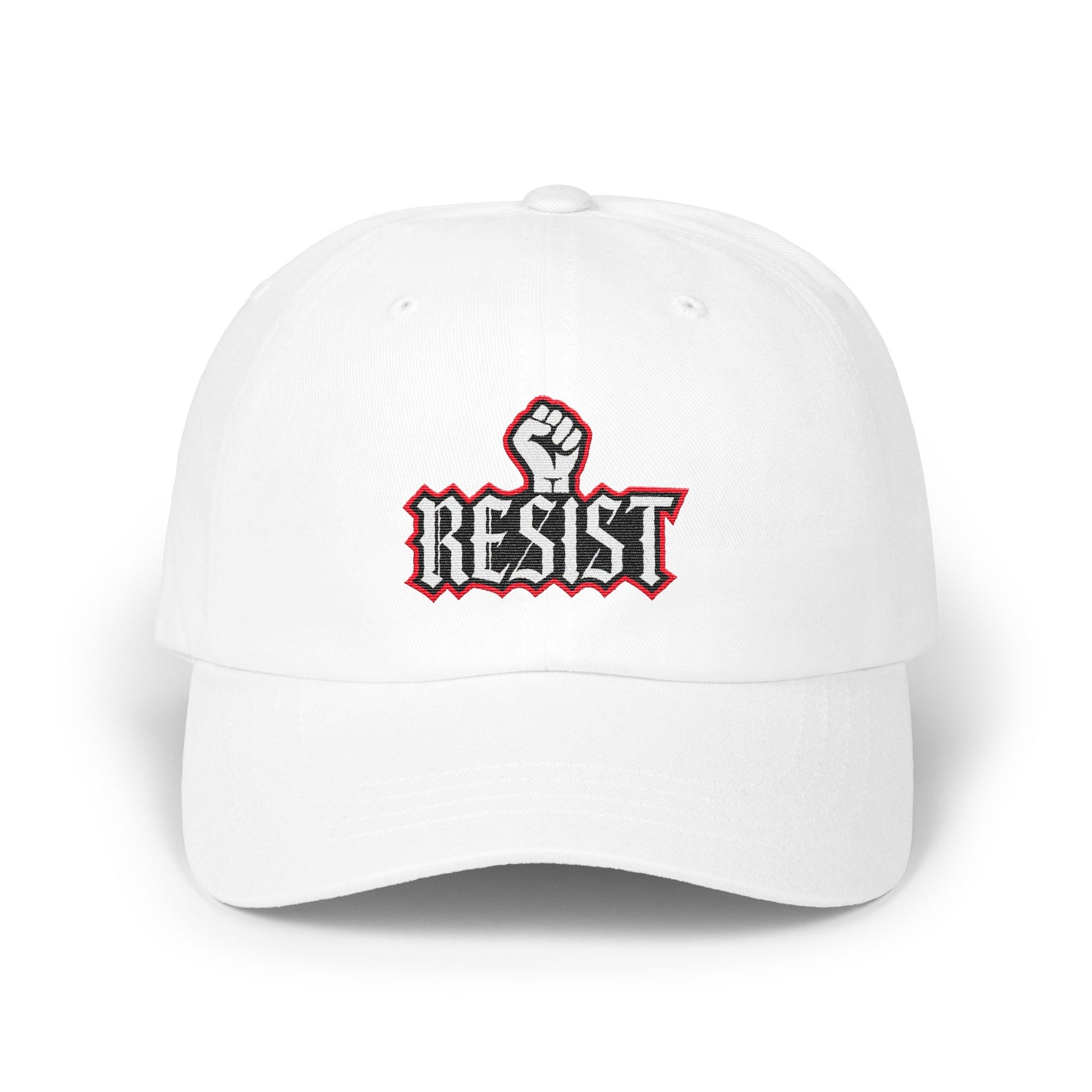 Resist Text and Fist Design White Baseball Cap product