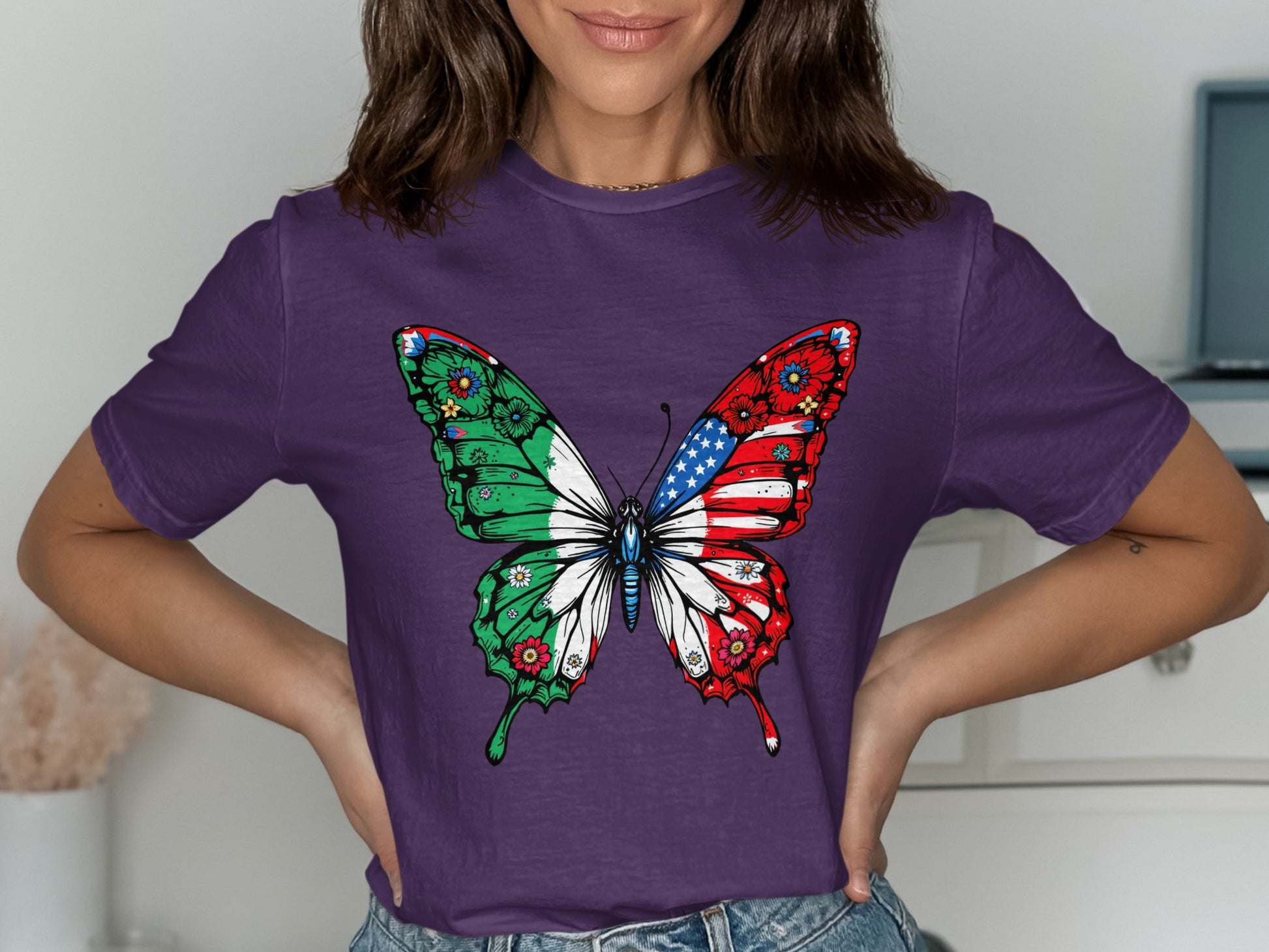 Colorful Butterfly Patriotic T-Shirt Design product type