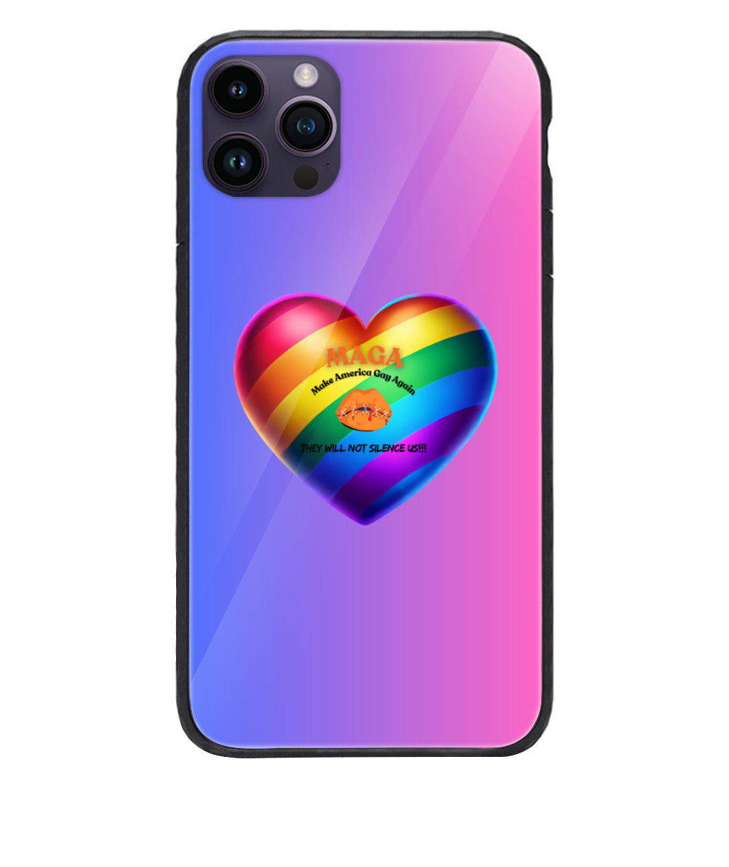 Premium Glass Phone Case for iPhone 14 Pro Max LGBTQ Pride Month | Gay Pride Parade | Black & Trans Celebration Clothing