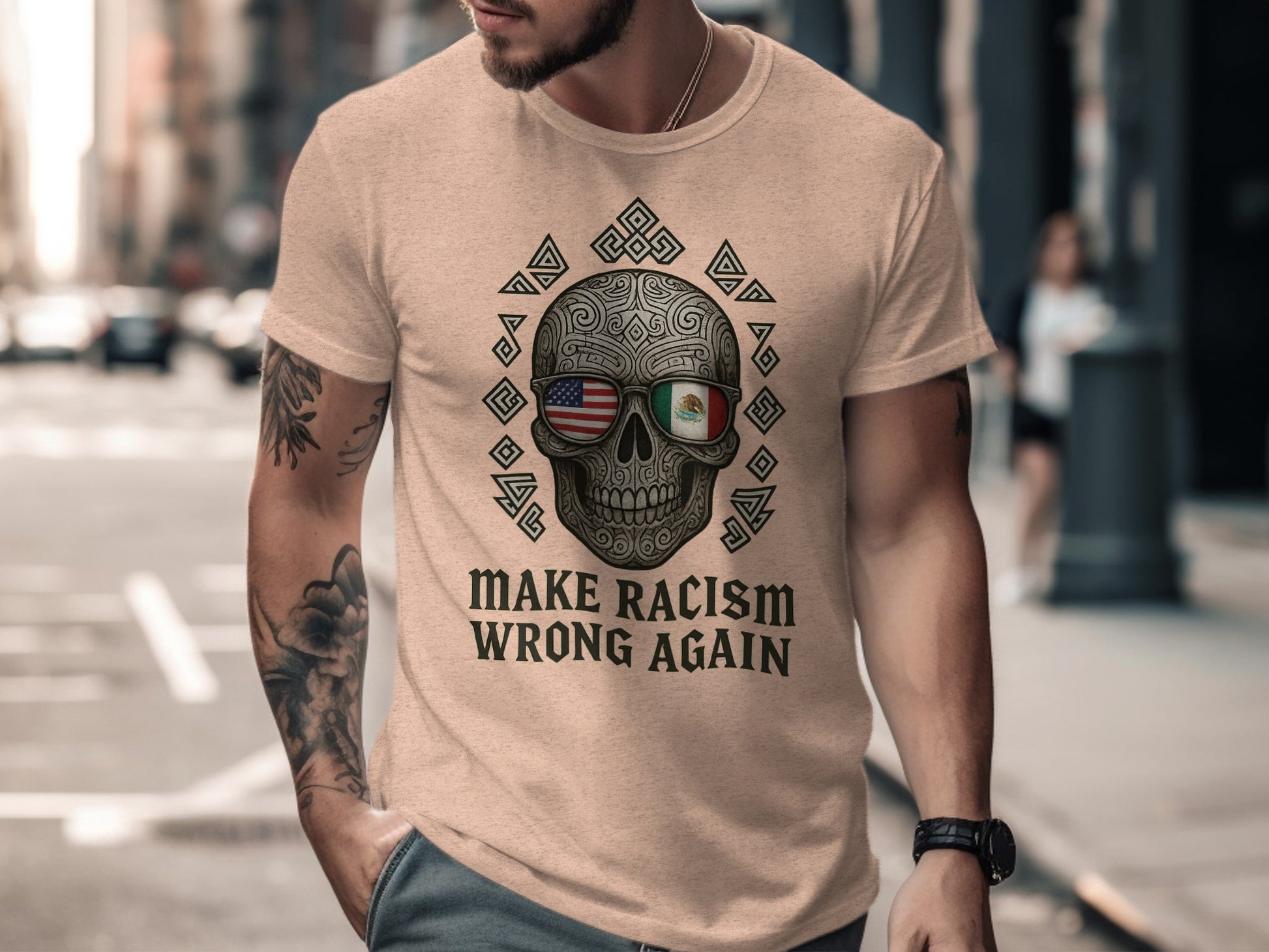 Make Racism Wrong Again Skull Design T-shirt