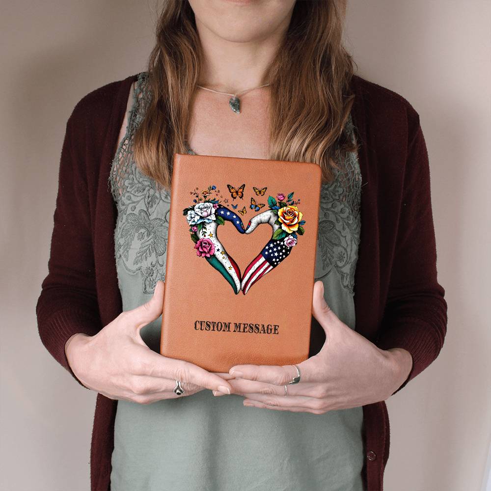 Heart USA MEXICO Gift Journal Gift Unique Graphic Vegan Leather Journal - Personalized Gift