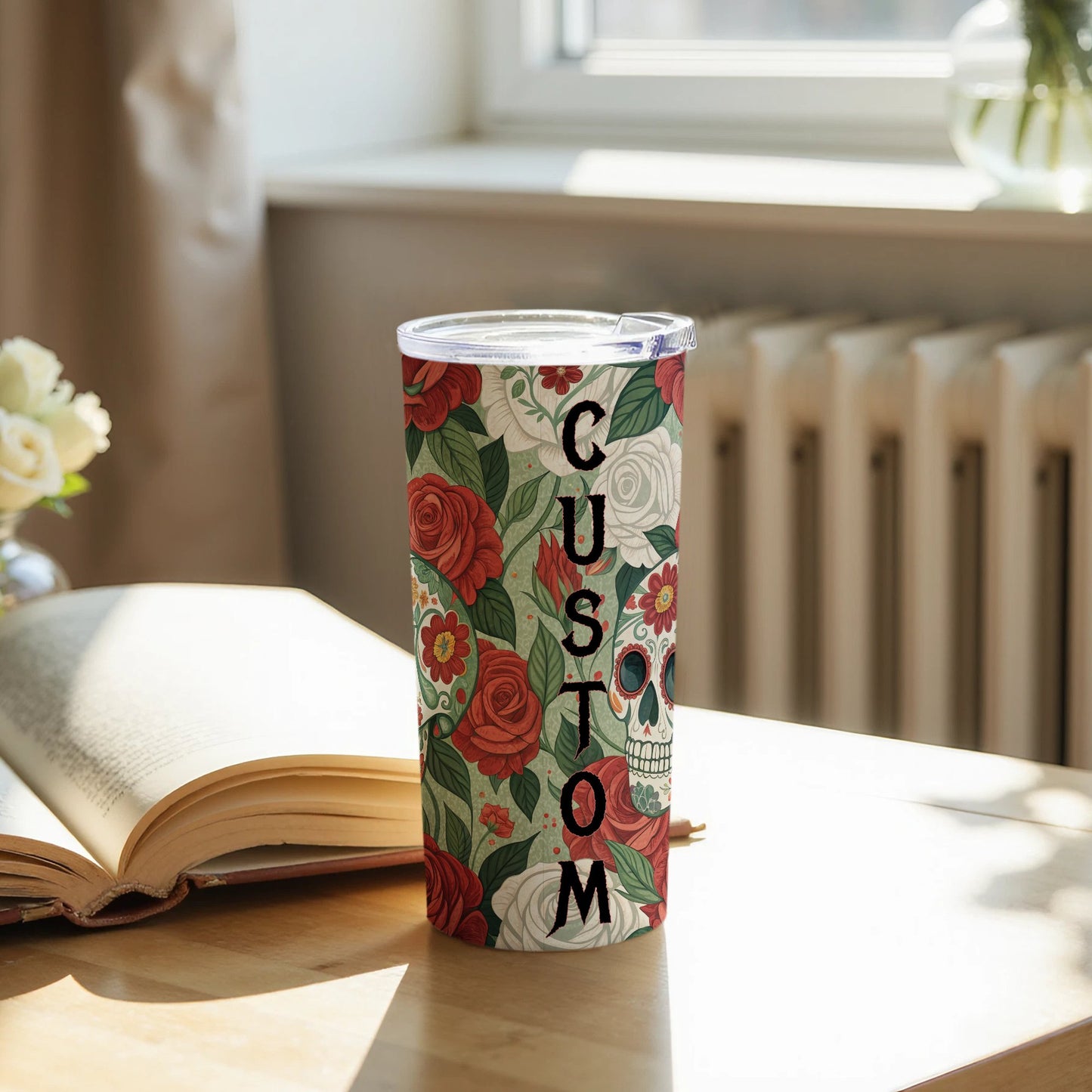 Custom Floral Skull Design Insulated Tumbler product type