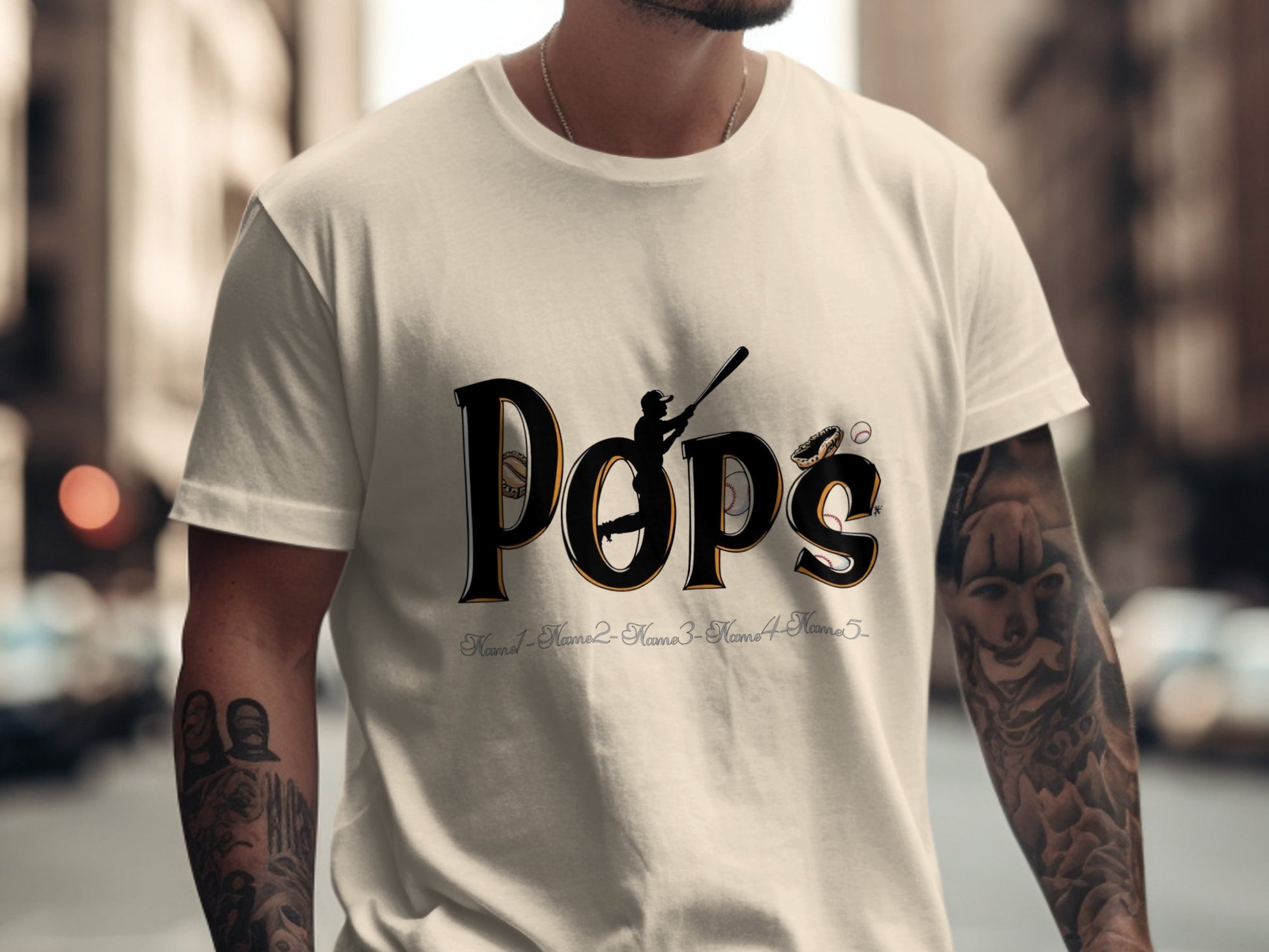Pops Baseball Themed Graphic White Shirt product