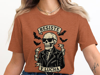 Resiste y Lucha Cool Skeleton Graphic Tee product