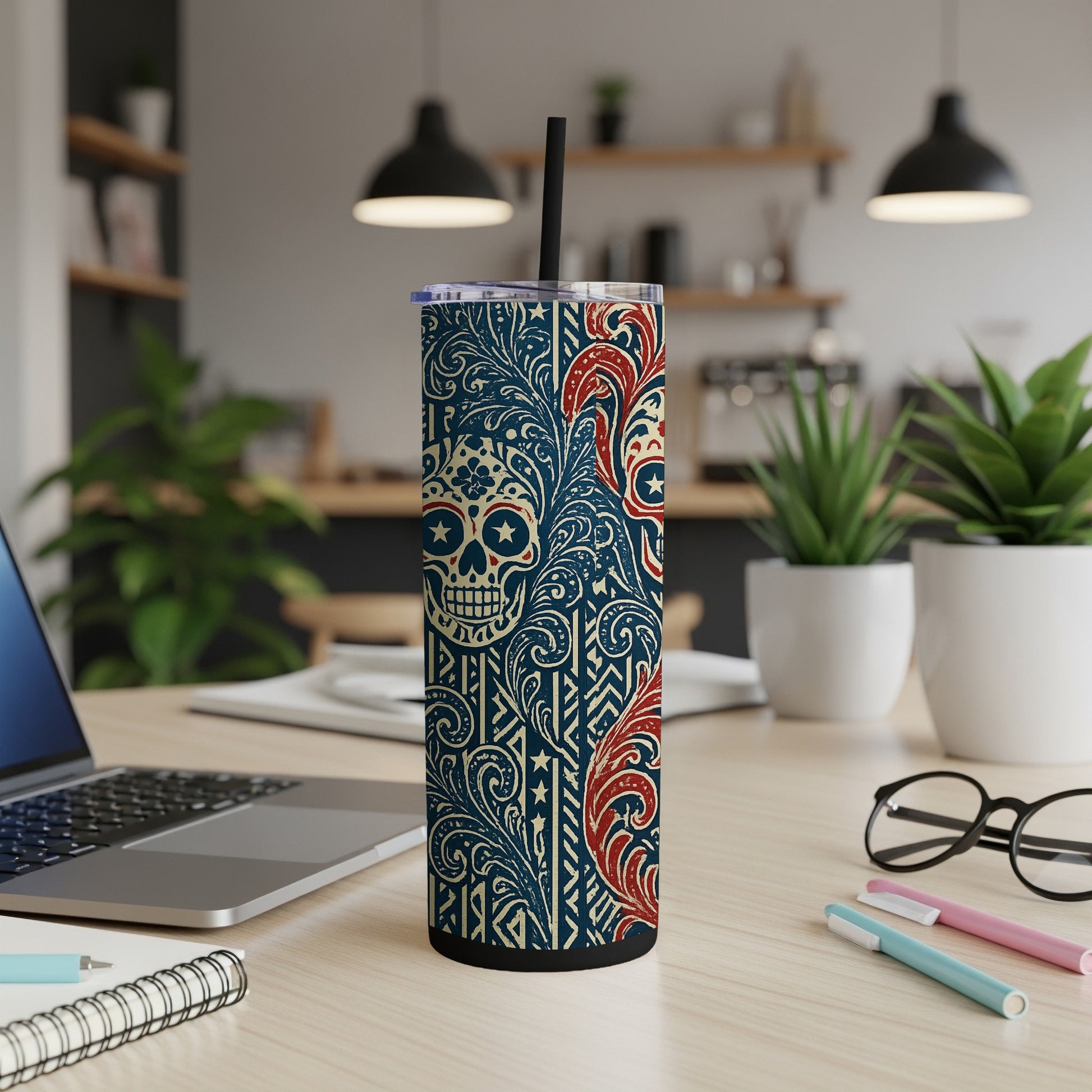 Colorful Paisley and Skull Design Tumbler product