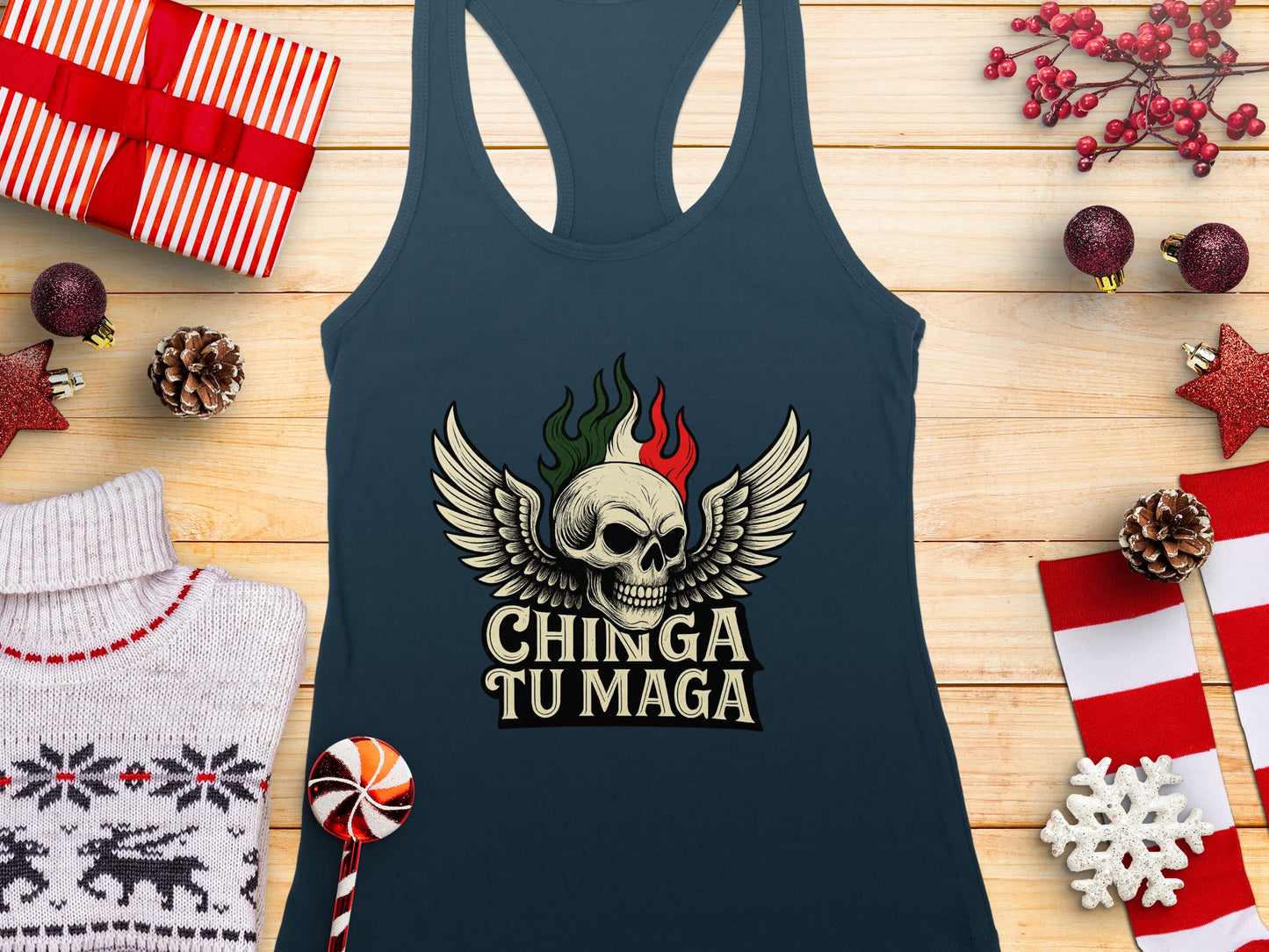 Ching A Tu Maga Graphic Winged Skull Tank Top