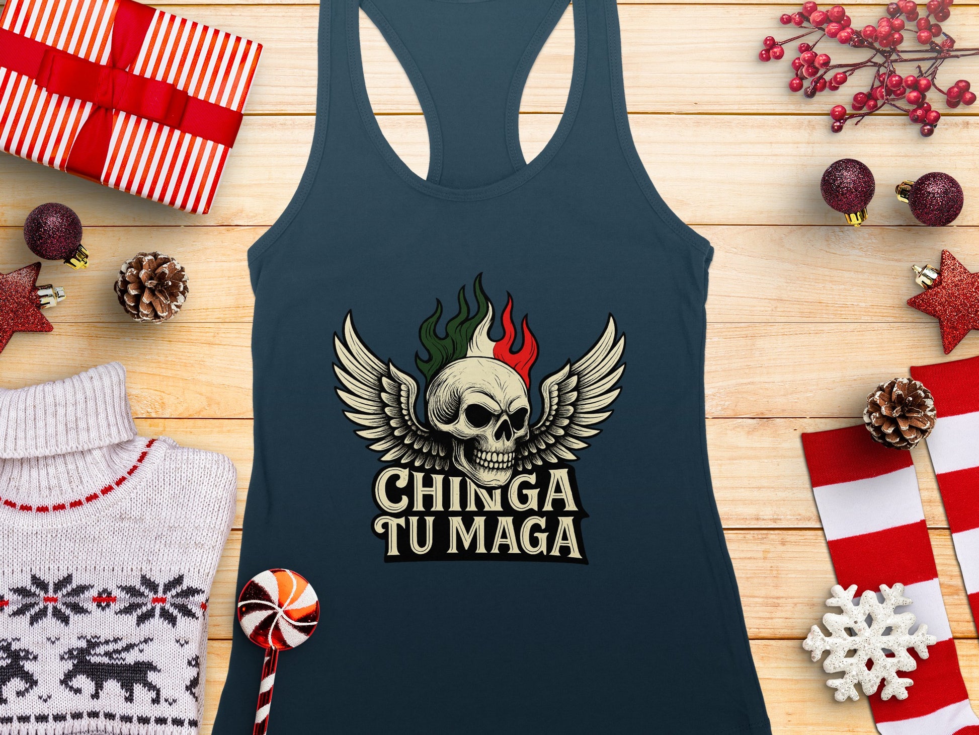 Ching A Tu Maga Graphic Winged Skull Tank Top