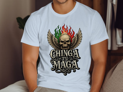 Chinga Tu Maga Skull with Wings Graphic T shirt product
