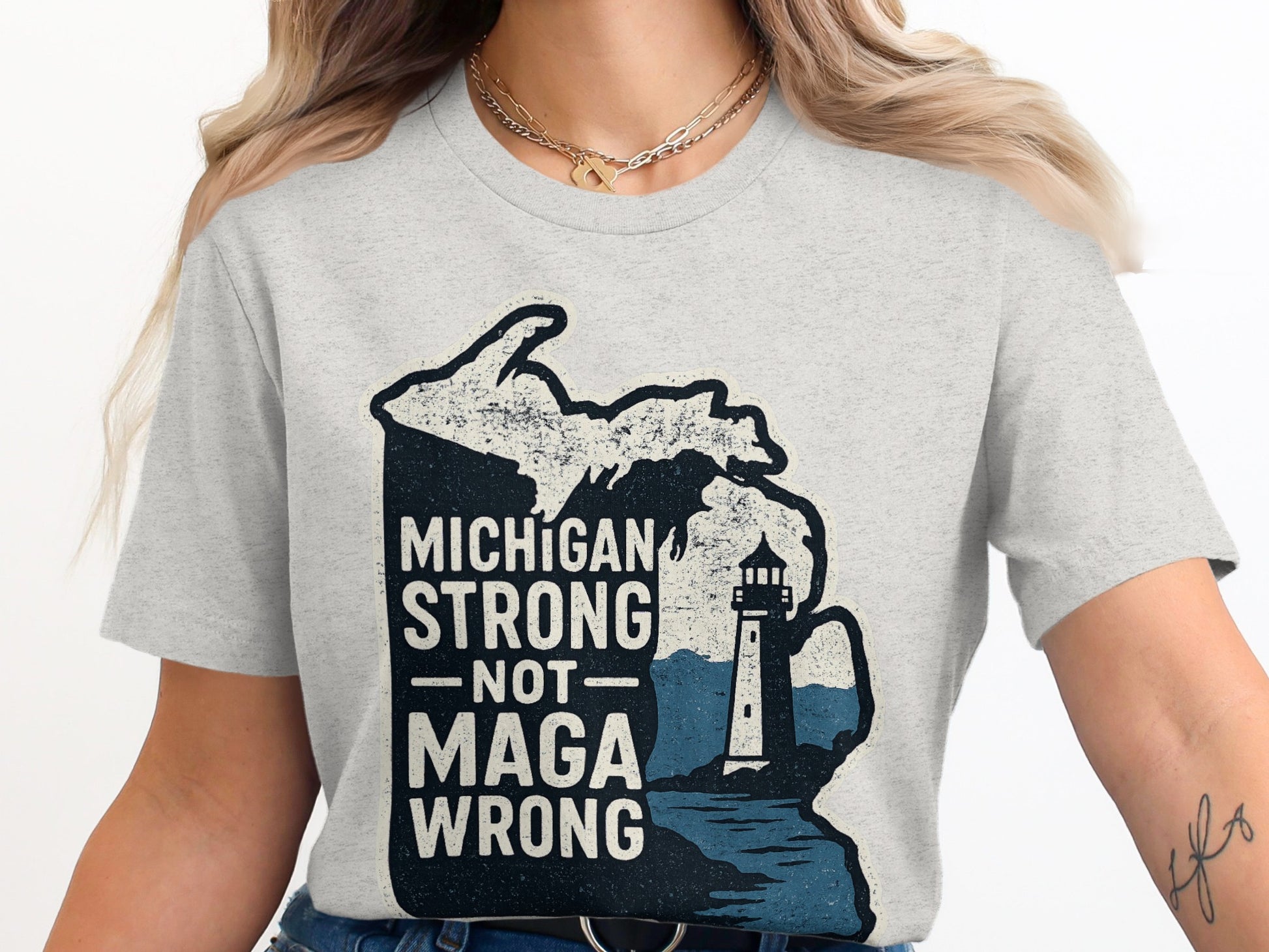 Michigan Strong Not MAGA Wrong Graphic Tee product