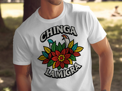Colorful Floral Chinga La Migra Graphic Shirt product