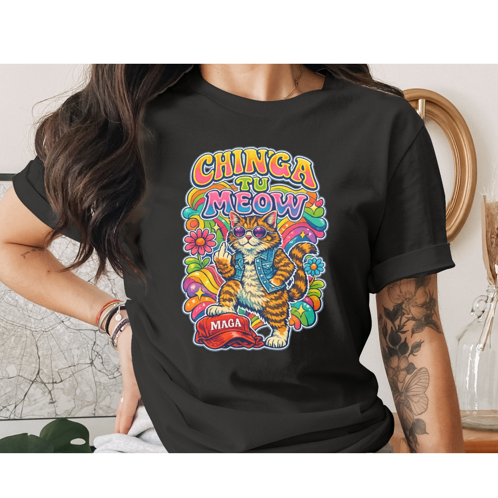 Chinga Tu Meow Groovy Cat Sunglasses Funny MAGA product type