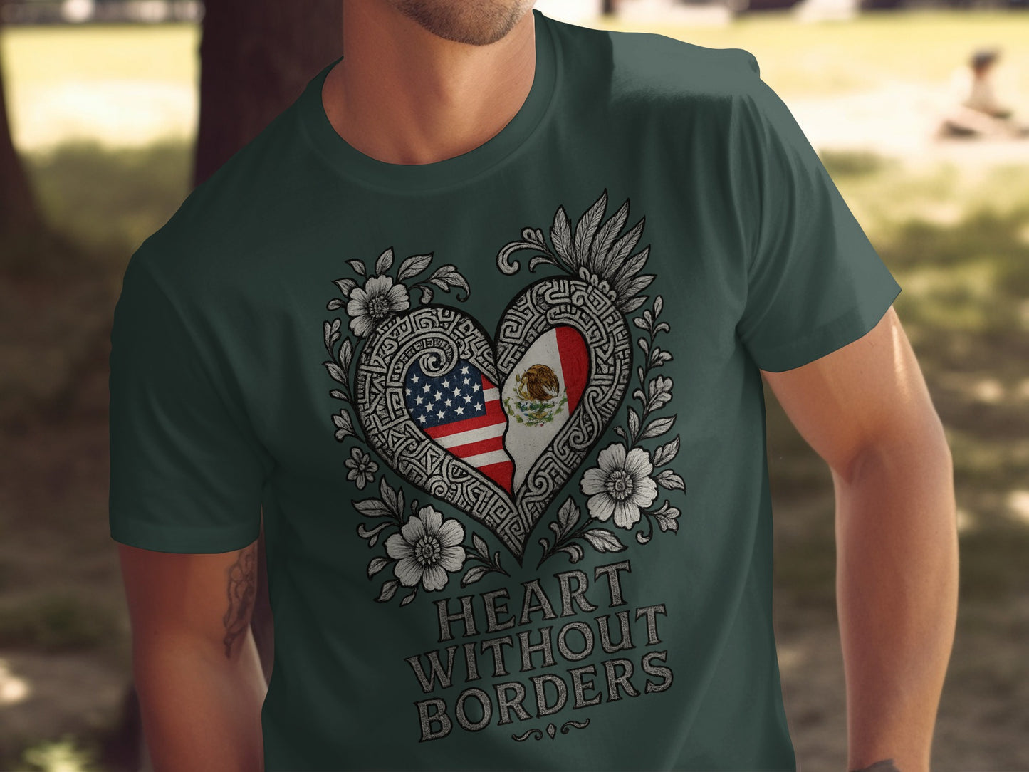 Heart Without Borders T-shirt with Flag Heart Design