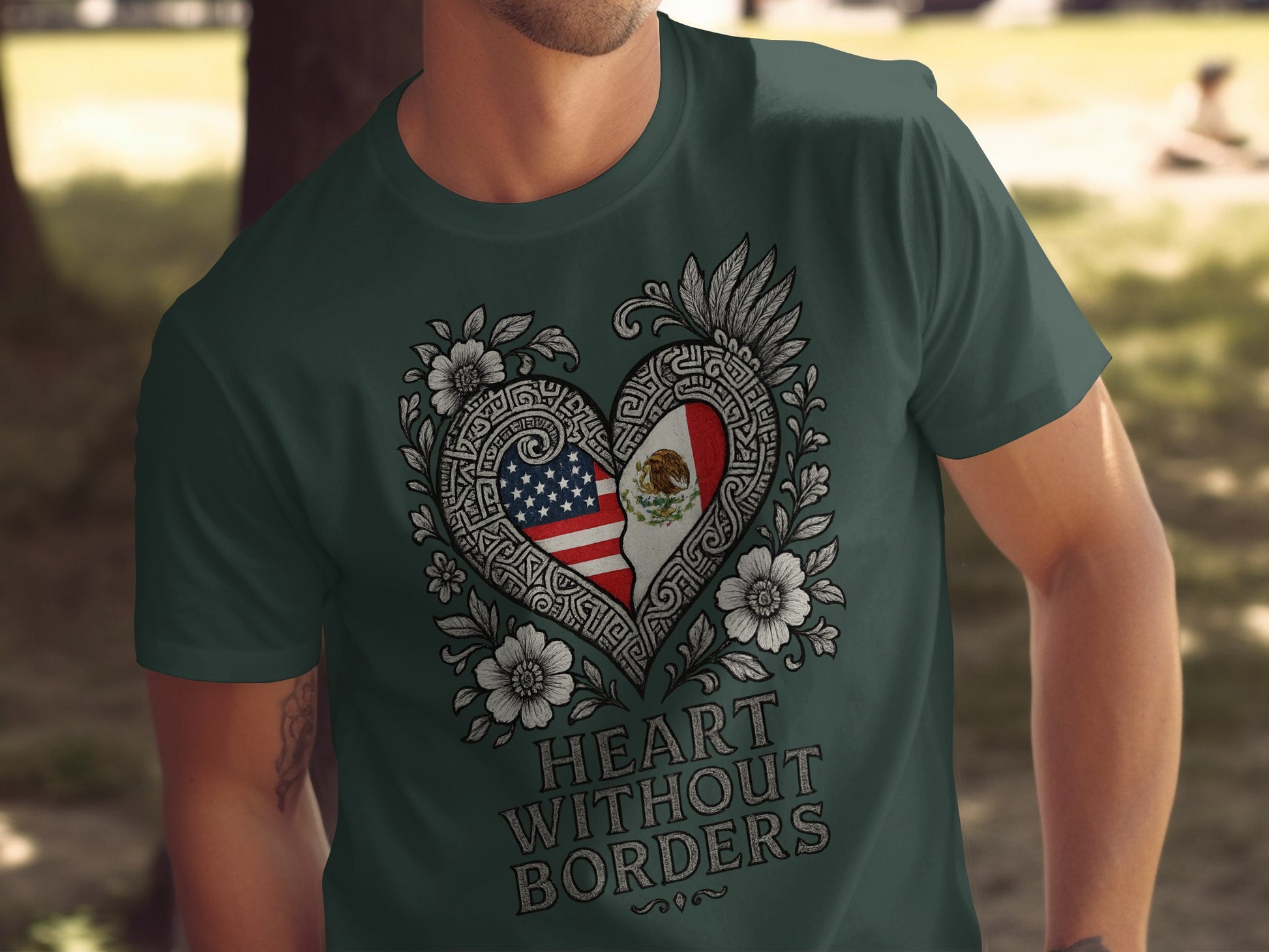 Heart Without Borders T-shirt with Flag Heart Design