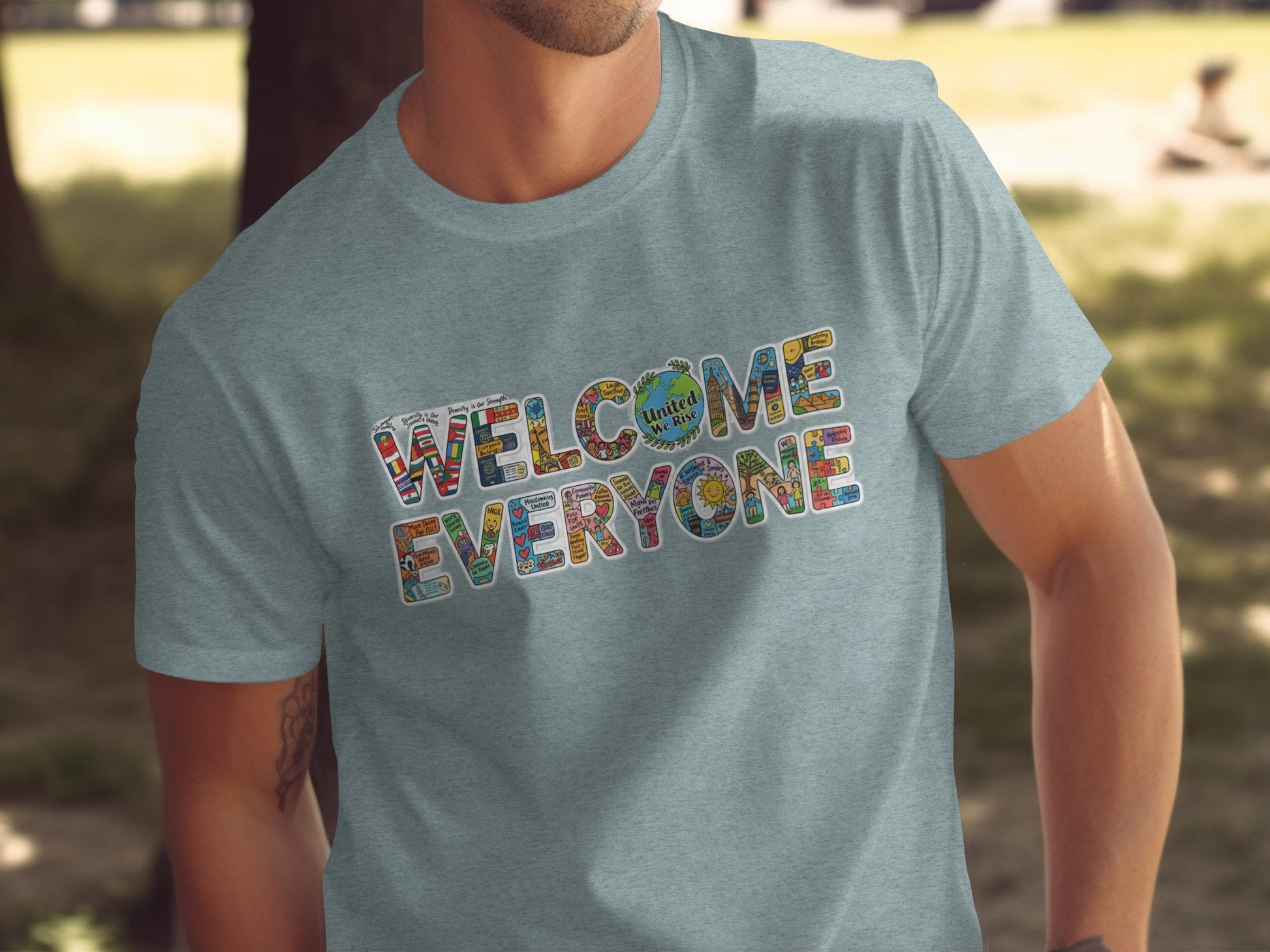 Welcome Everyone Colorful Text T-Shirt