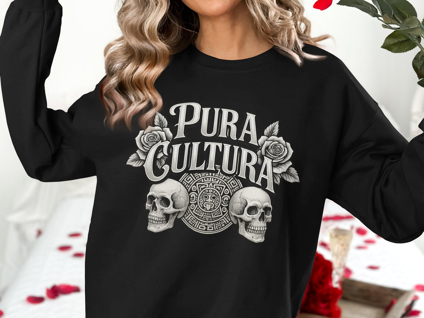 Pura Cultura Skulls with Roses Long Sleeve Shirt product