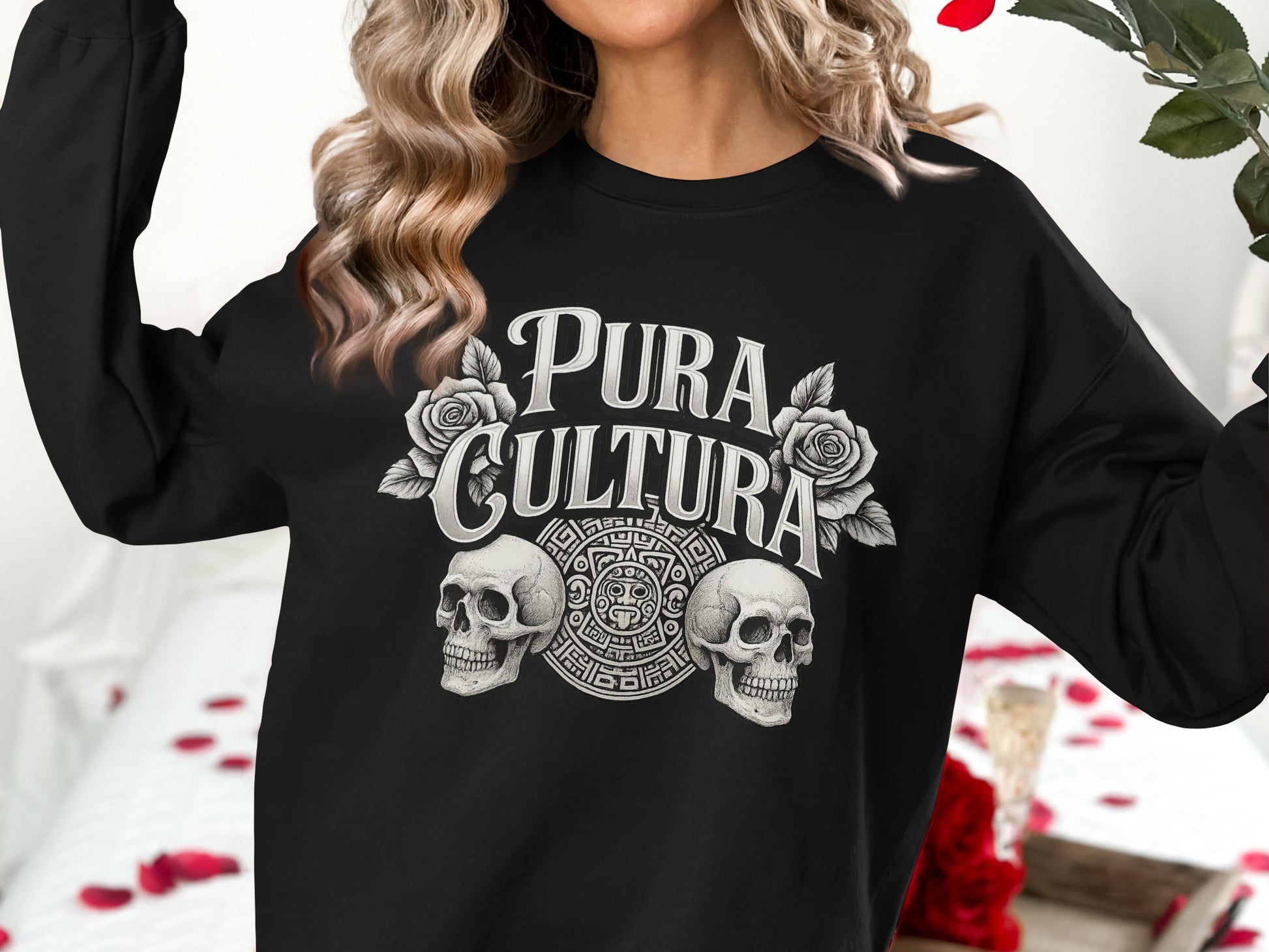 Pura Cultura Skulls with Roses Long Sleeve Shirt product
