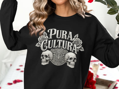 Pura Cultura Skulls with Roses Long Sleeve Shirt product