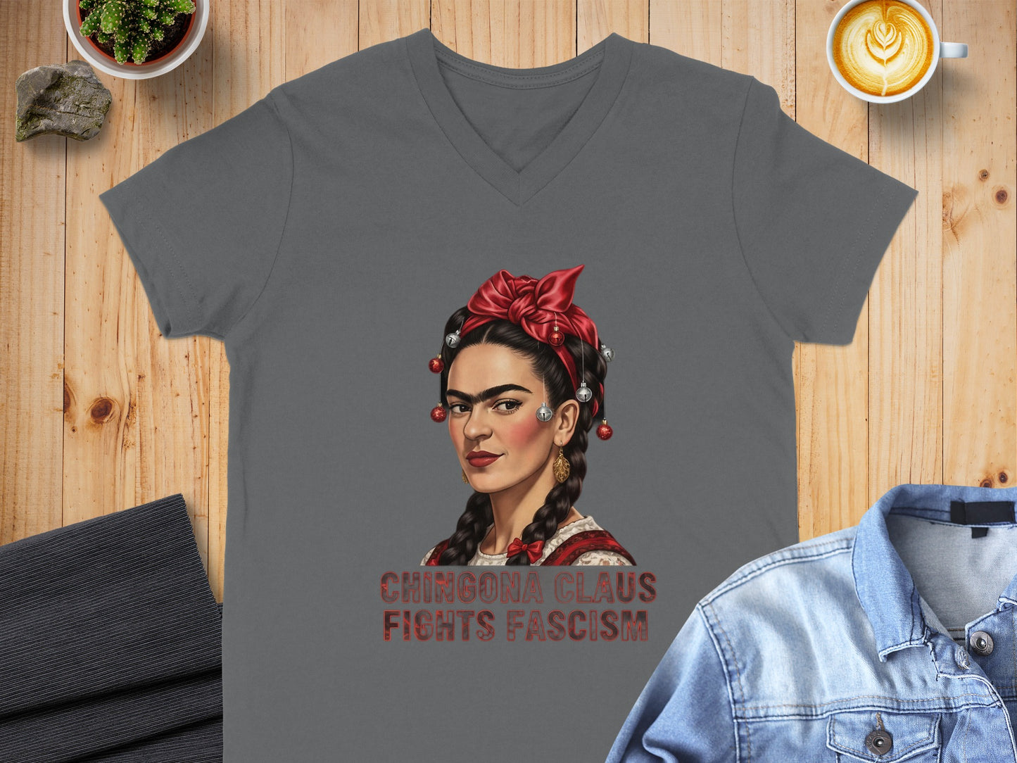 Chingona Claus Fights Fascism Graphic T-shirt