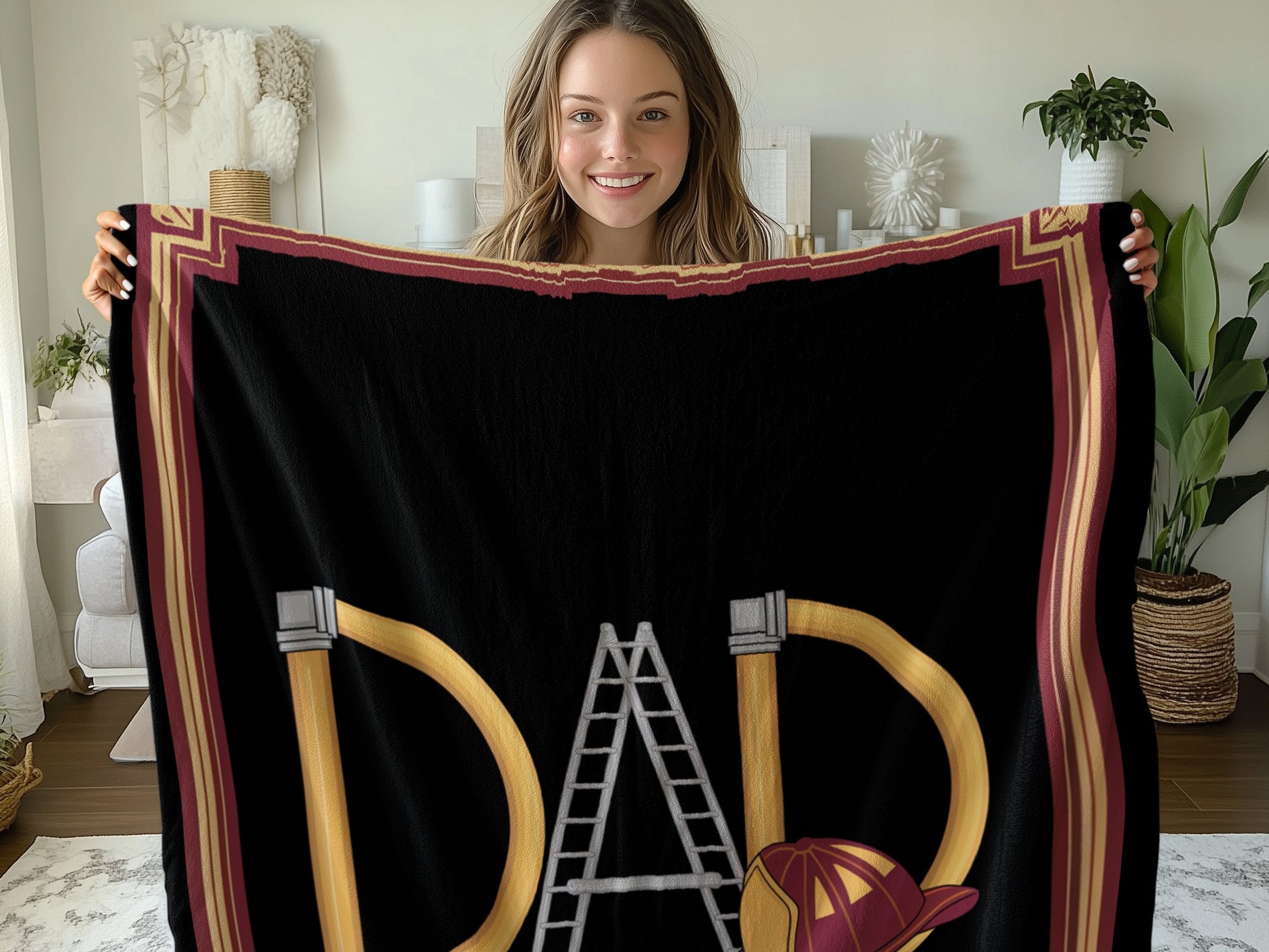 Firefighter Dad Personalized Blanket product type