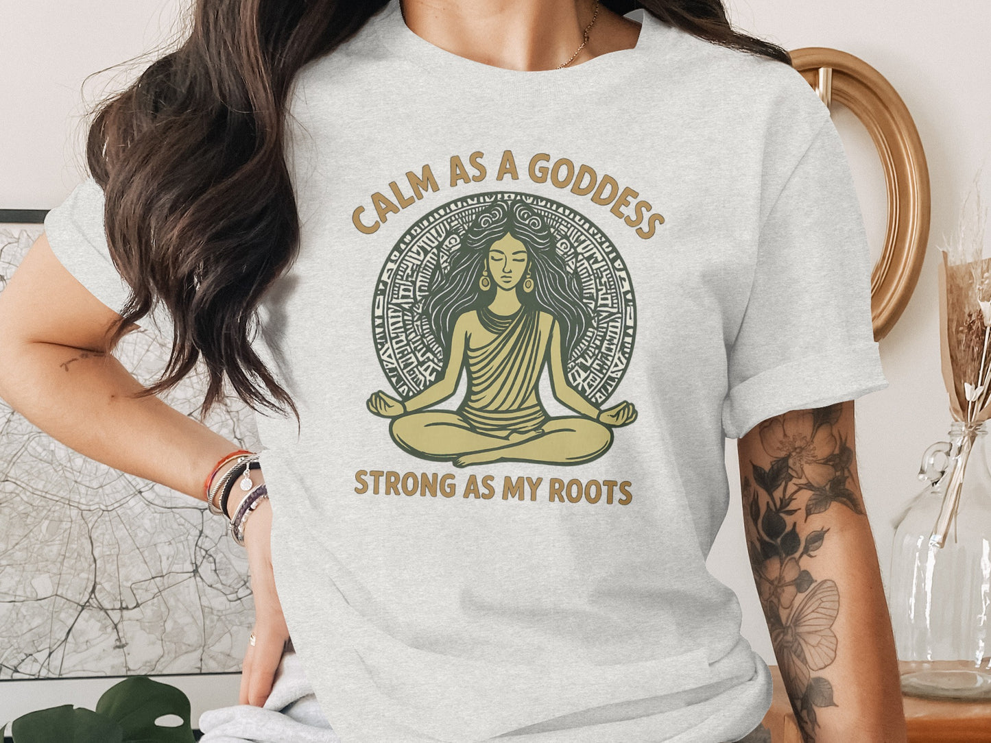 Calm As A Goddess Strong As My Roots Shirt