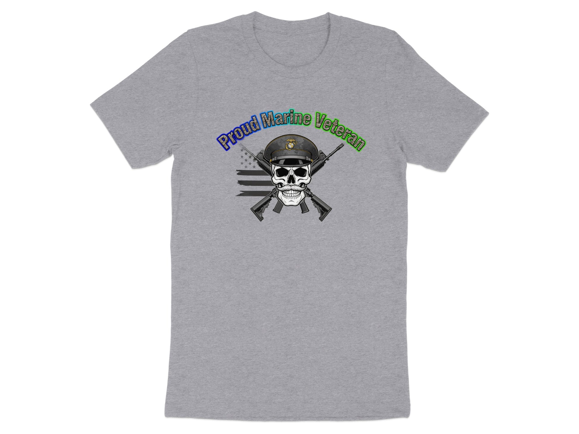 Proud Marine Veteran Skull Design T-shirt