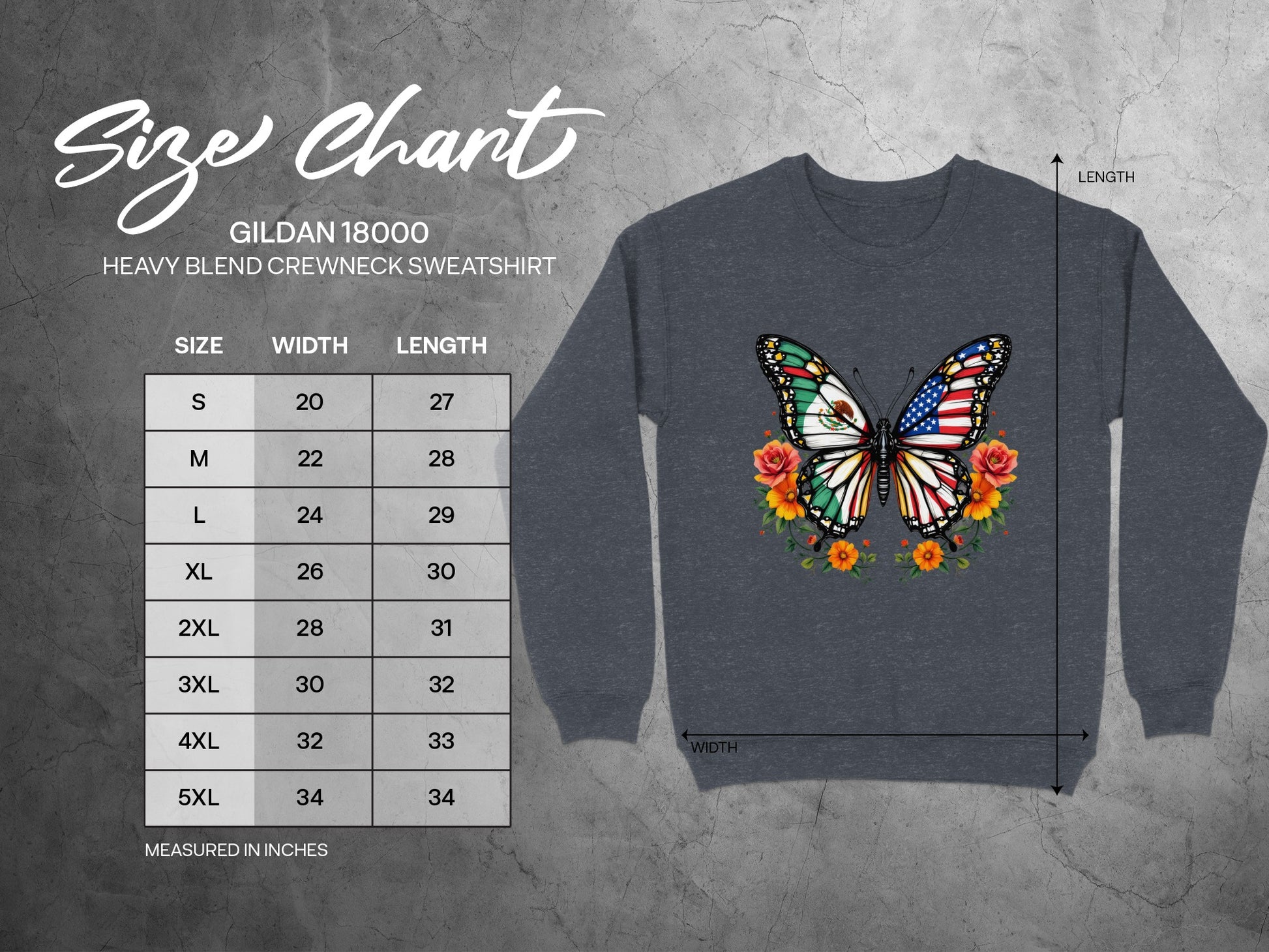 Colorful Butterfly and Flowers Crewneck Sweatshirt product type