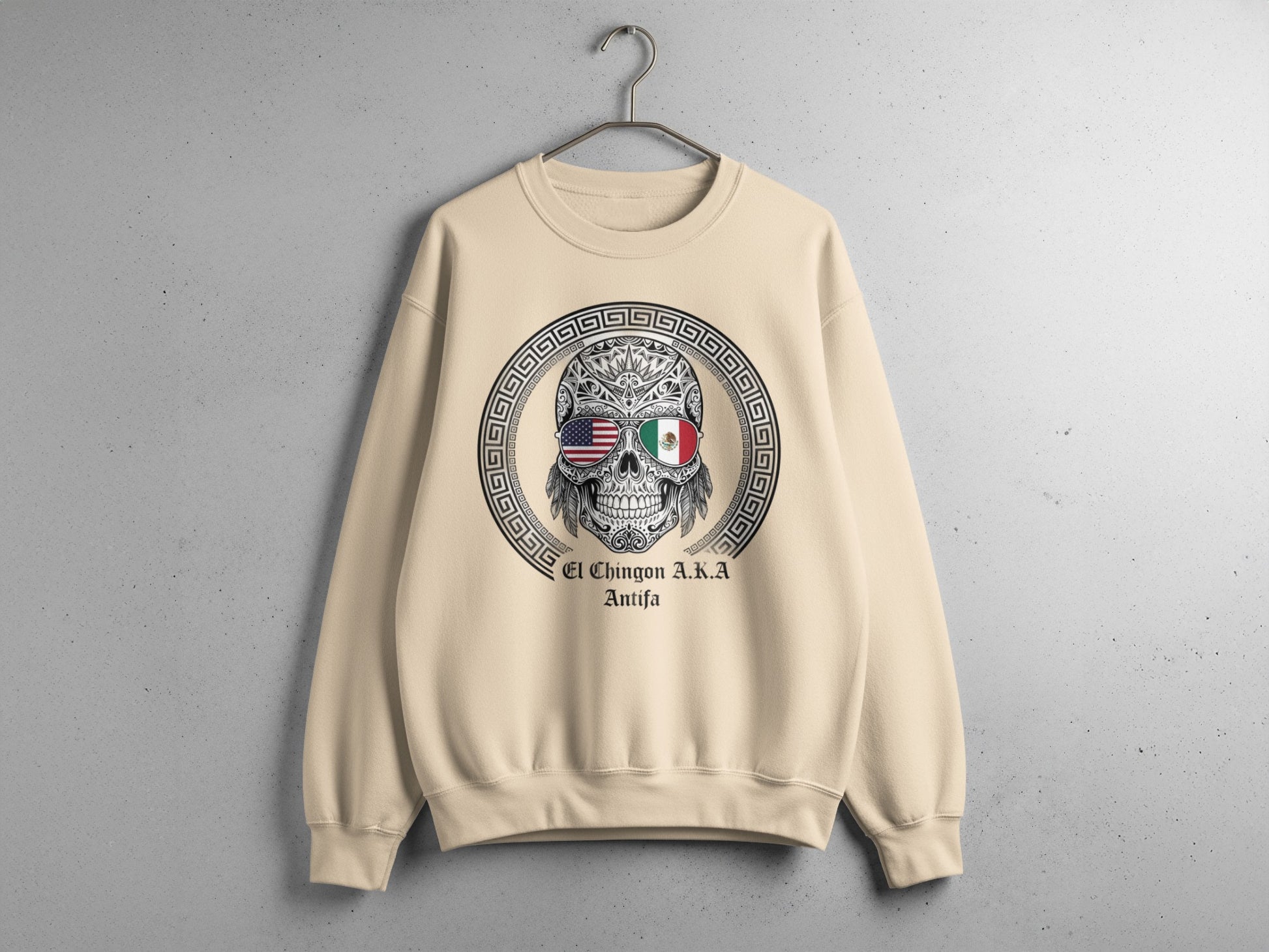 Cool Skull El Chingon Skeleton Print Sweatshirt