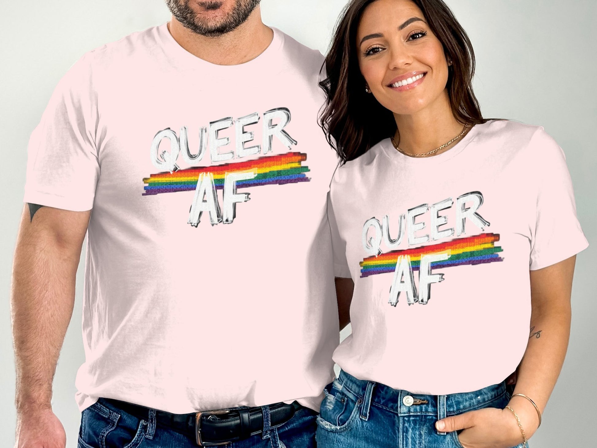 Queer AF Rainbow Print Graphic Unisex Apparel product type