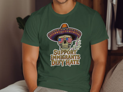 Support Immigrants Defy Hate Skull Hat T-Shirt product