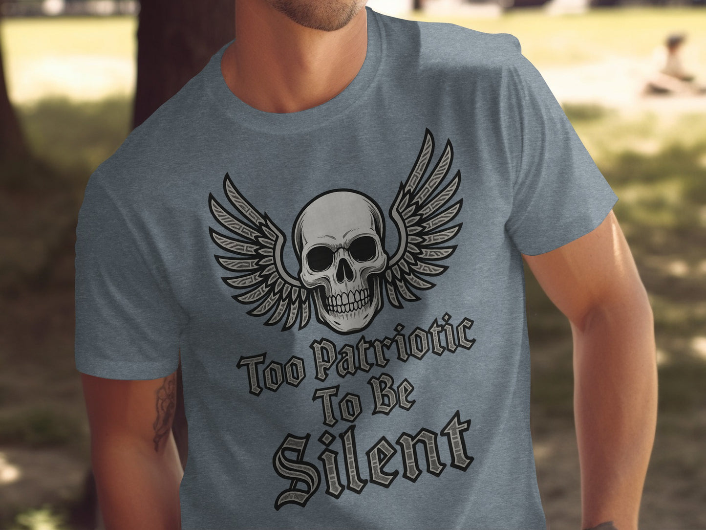 Too Patriotic To Be Silent Skull Wings T-shirt