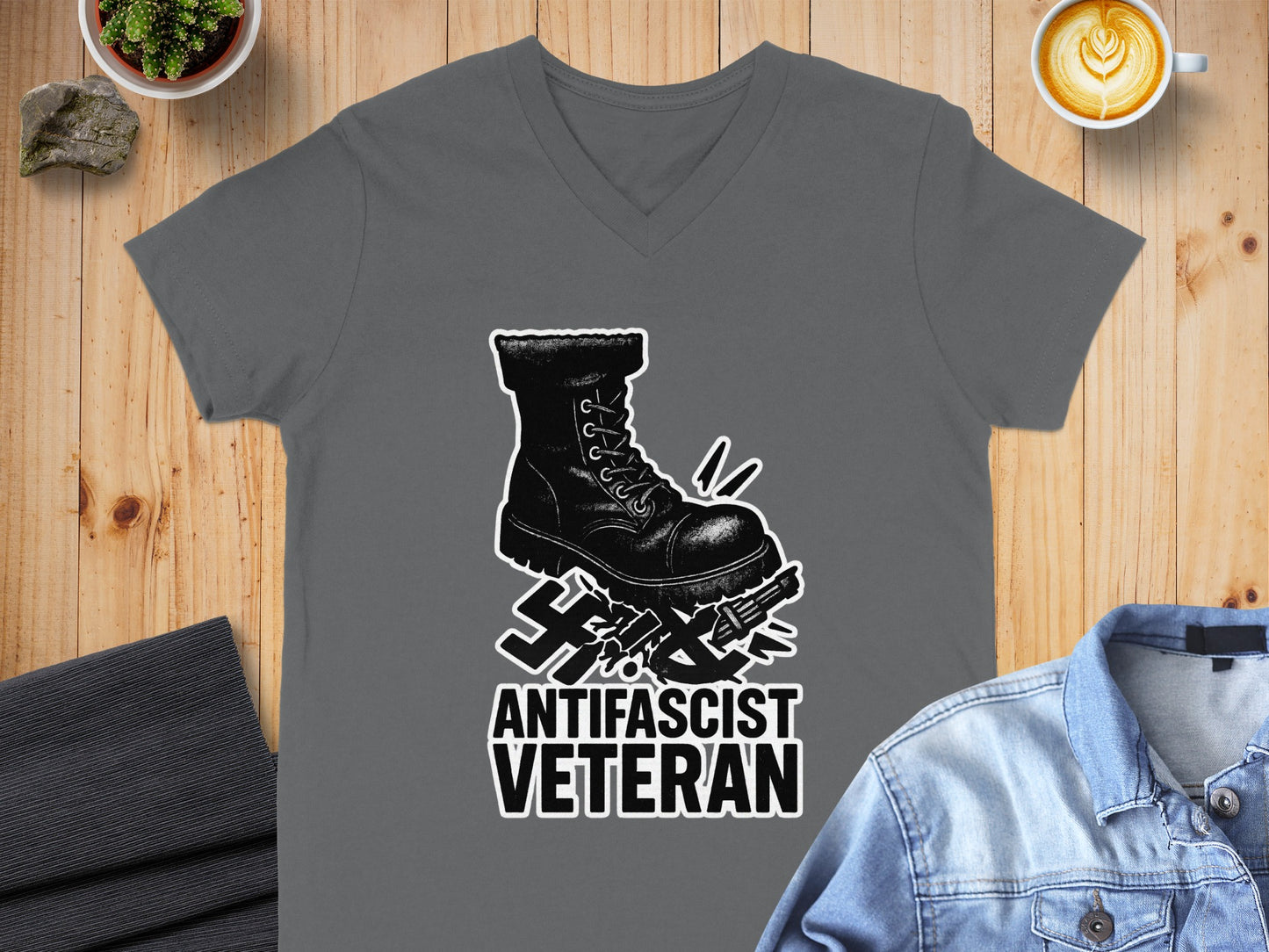 Antifascist Veteran Graphic Tees Statement Shirt