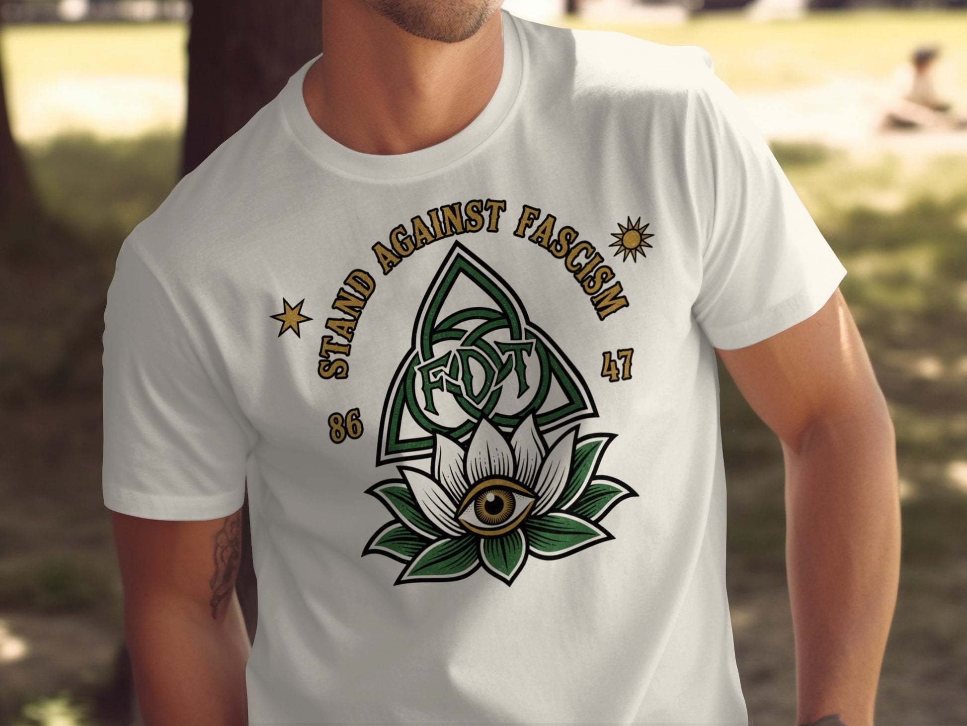 Stand Against Fascism Eye and Lotus Graphic Shirt