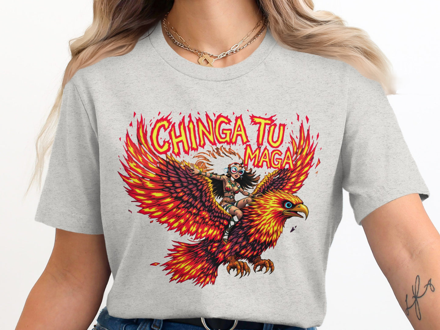 Bold Graphic Tee with Colorful Eagle Design shirt