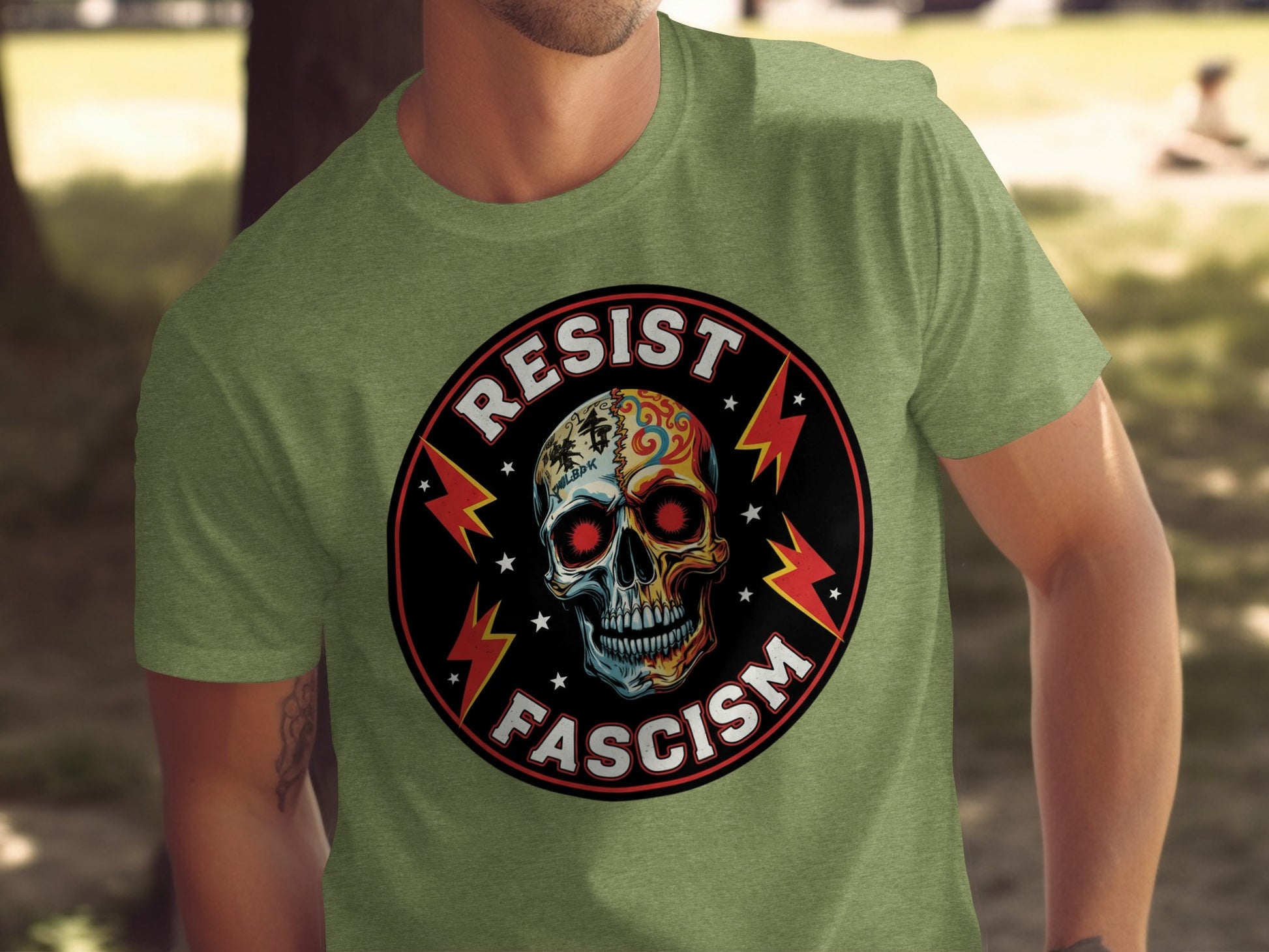 Unique Resist Fascism Skull Design T-shirt product