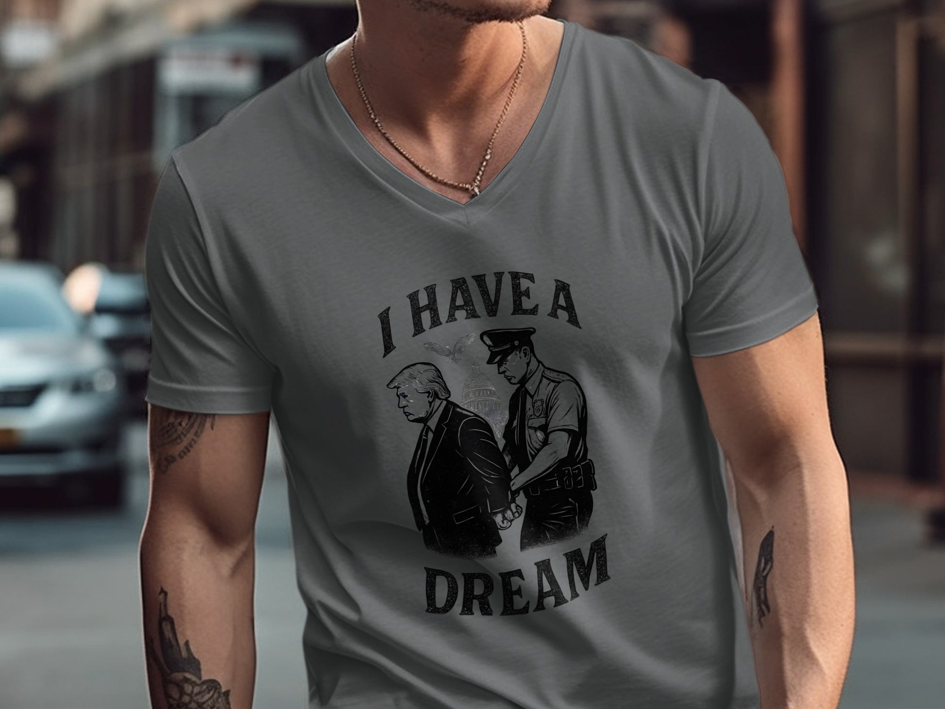 I Have A Dream Graphic Print V Neck T-Shirt product