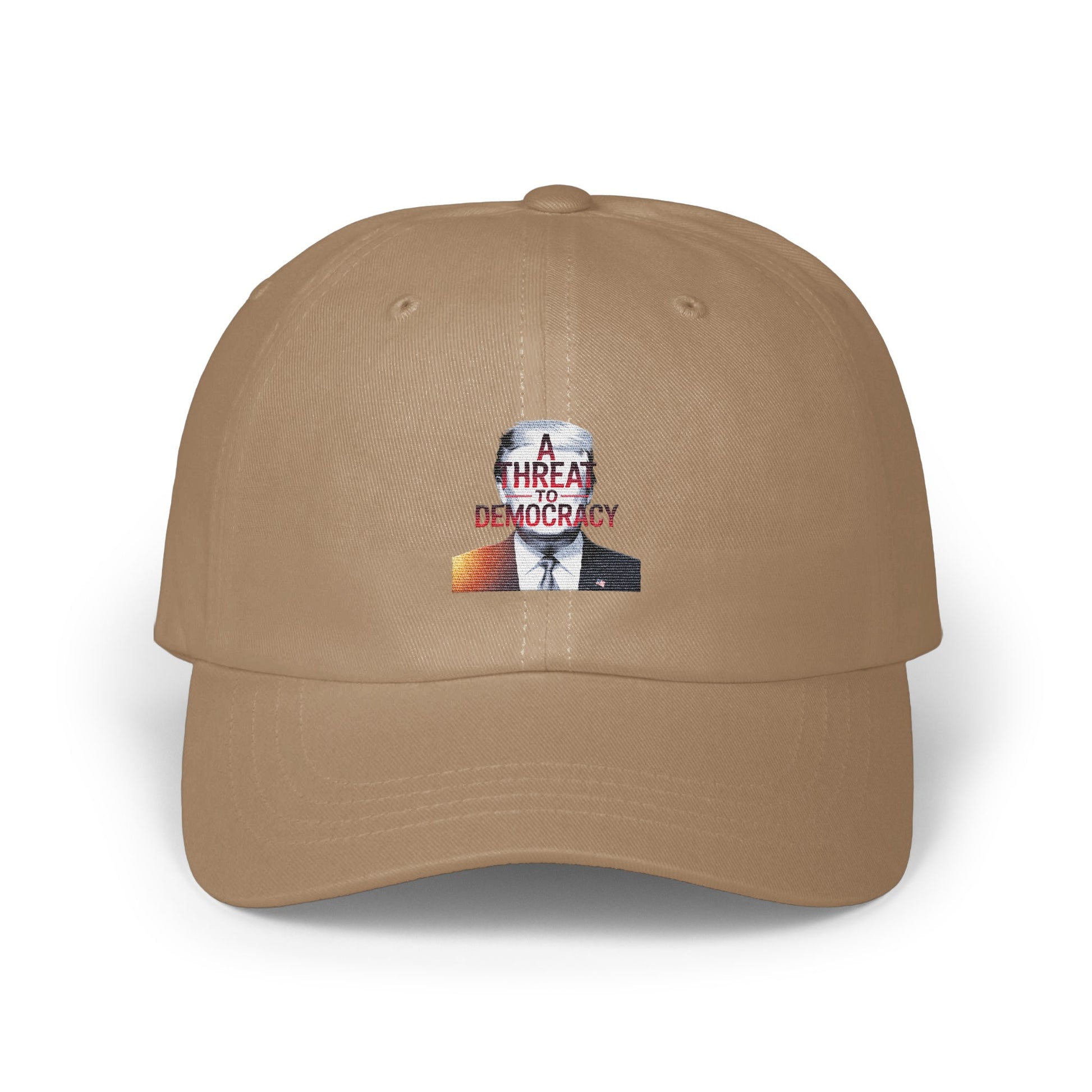 A Threat to Democracy Text Embroidered Cap product