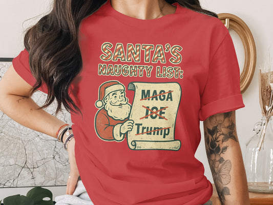 Santa's Naughty List MAGA Not Trump Tee