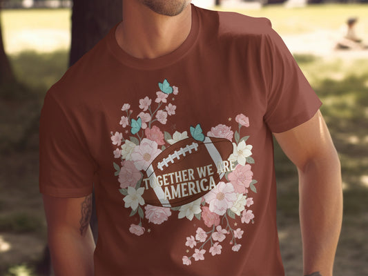 Together We Are America Floral Football T-shirt