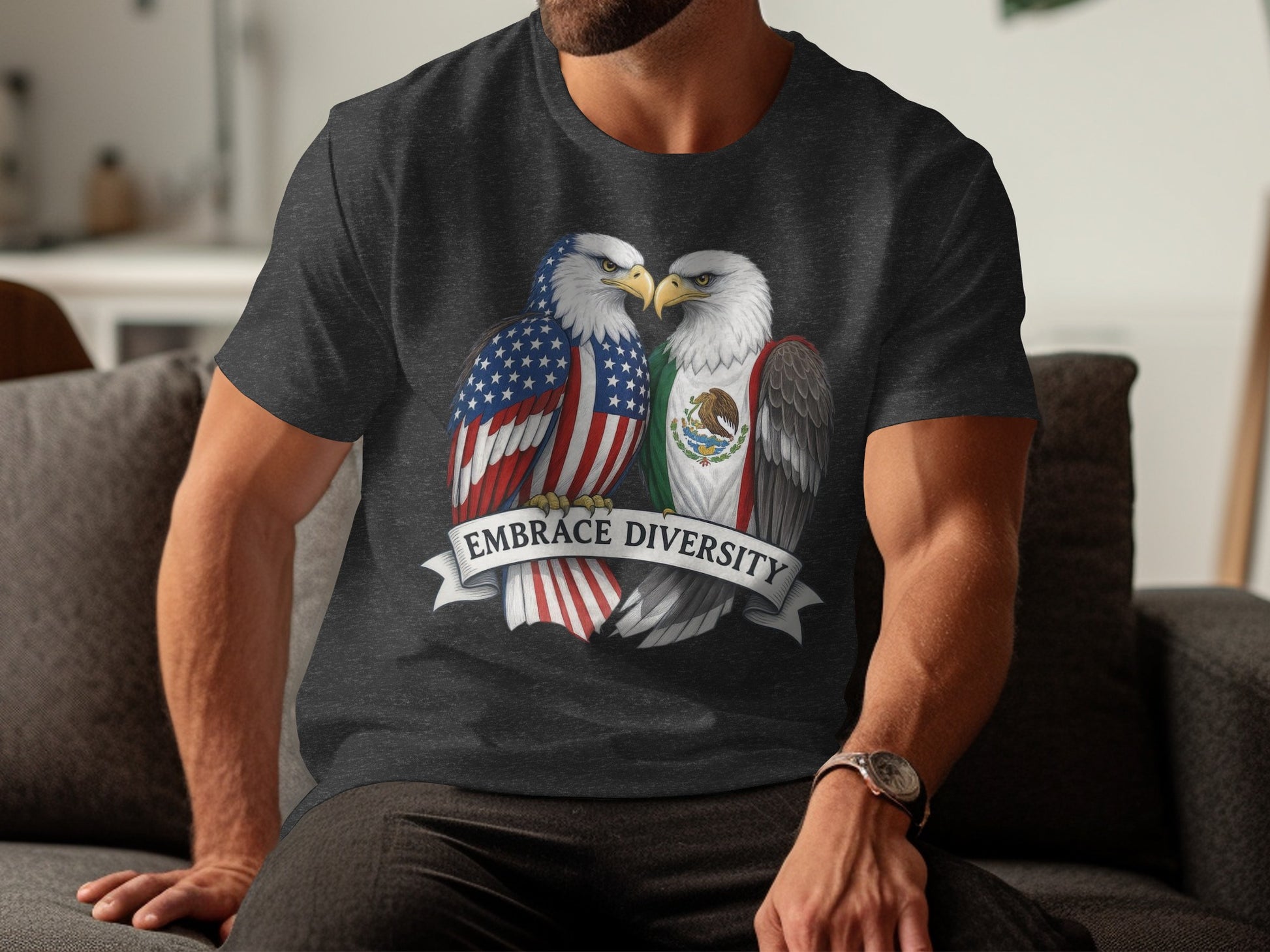 Embrace Diversity Patriotic Bald Eagles Print T-Shirt product