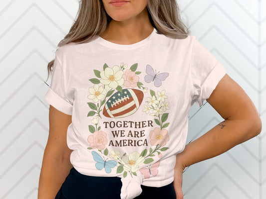Together We Are America Floral Butterfly Shirt