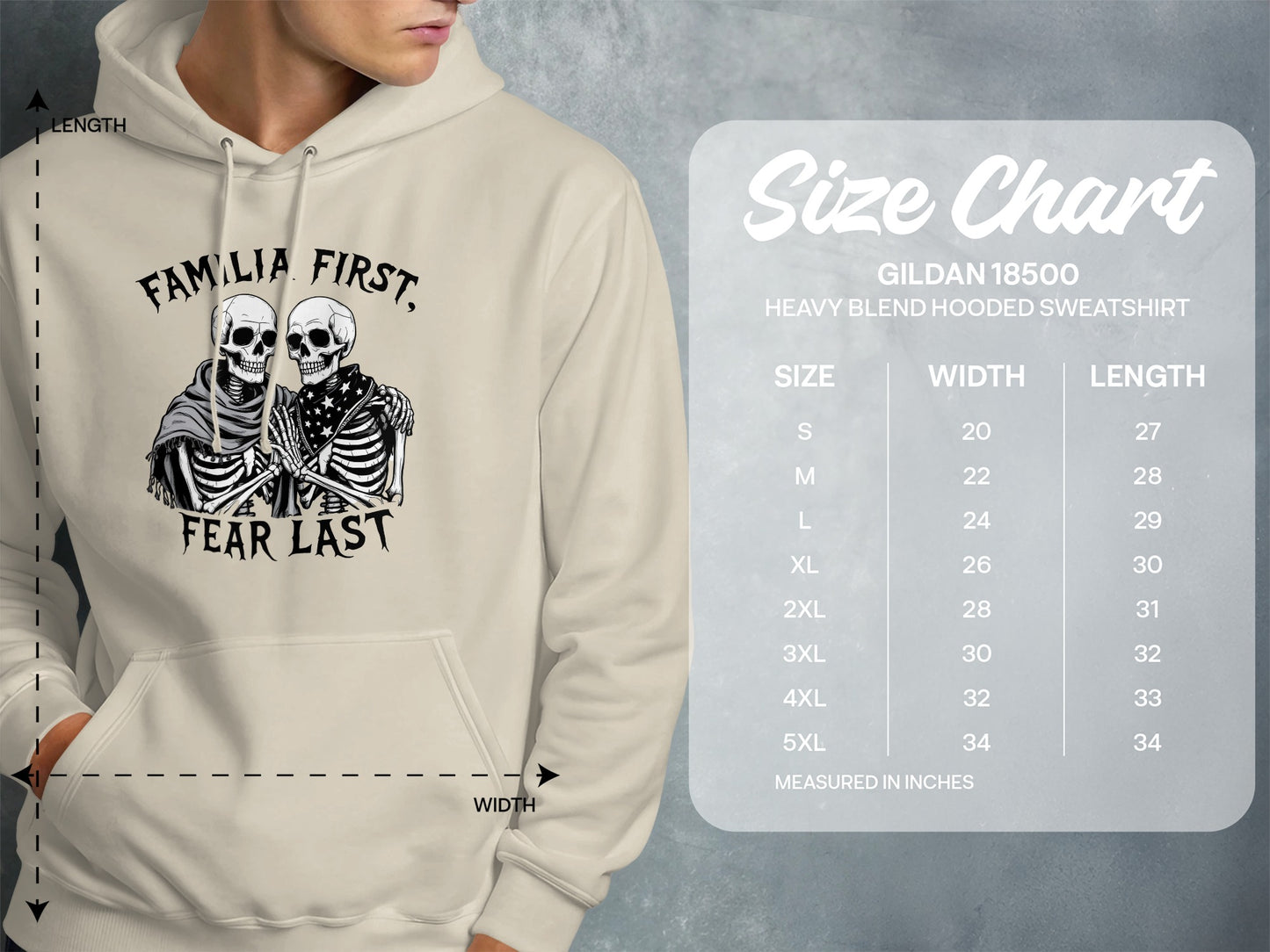 Familia First Fear Last Gildan Hooded Sweatshirt product type