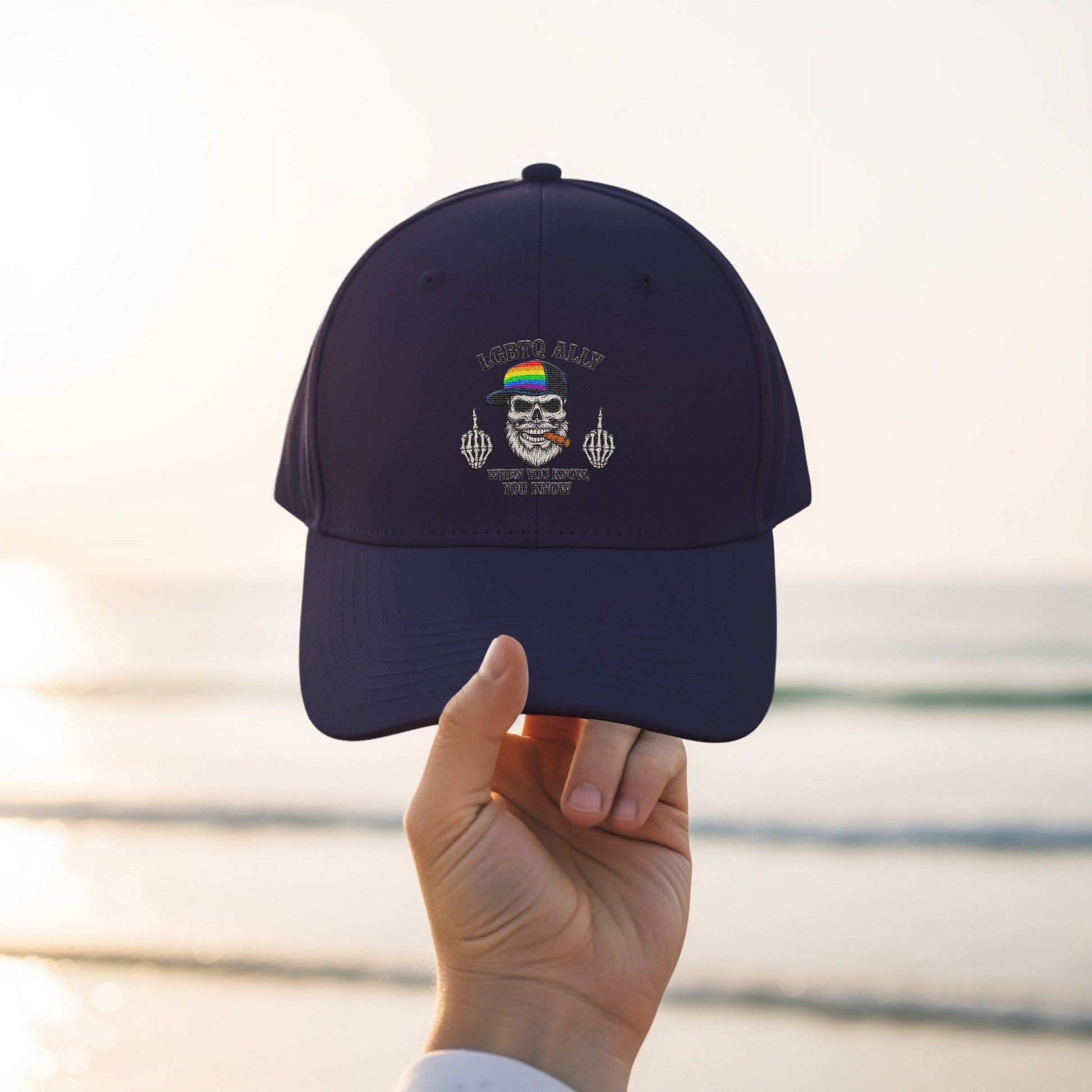 Retro Skull Design with Slogan Embroidered Hat product